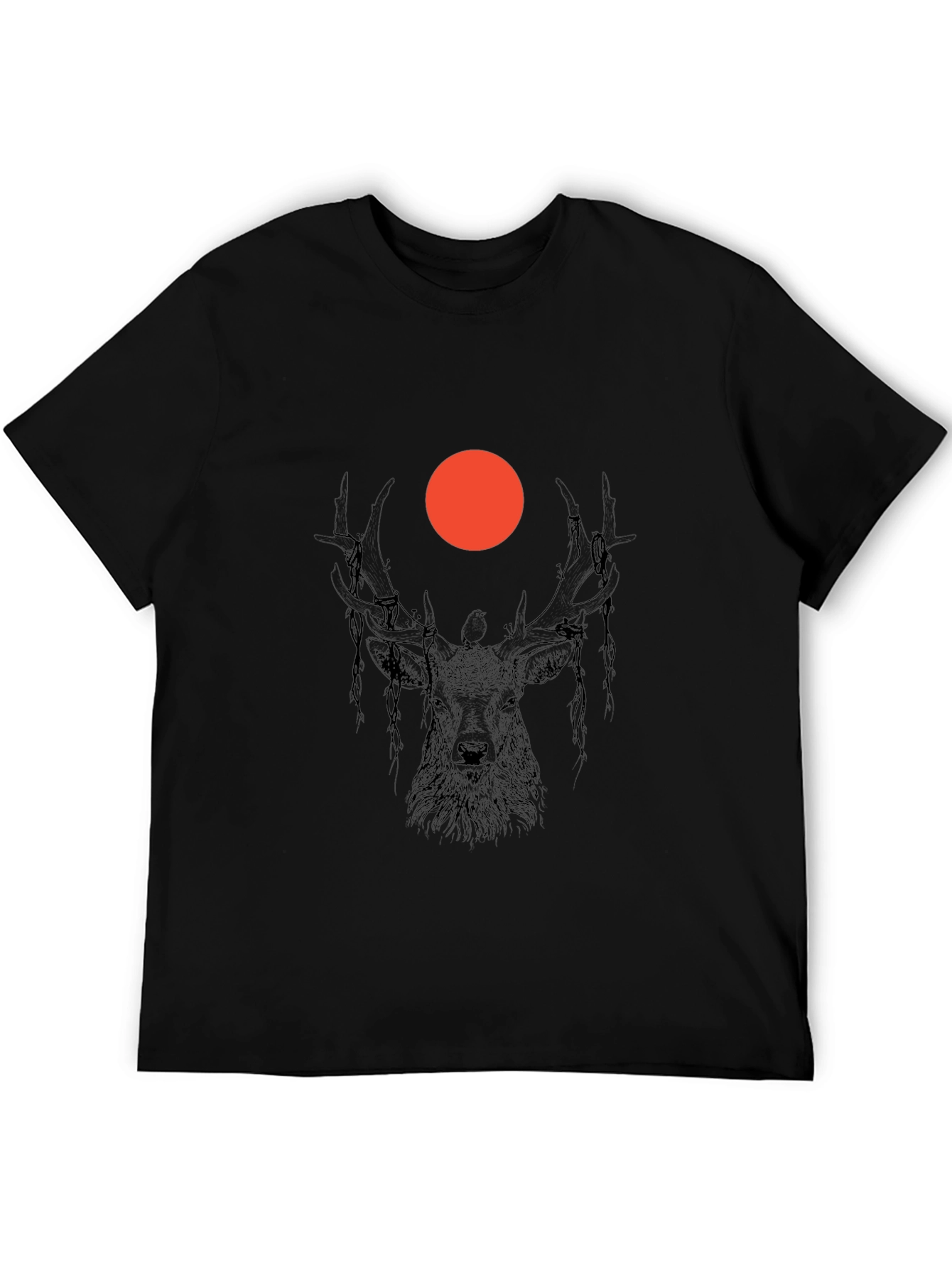 Mens Black Deer Graphic Tee
