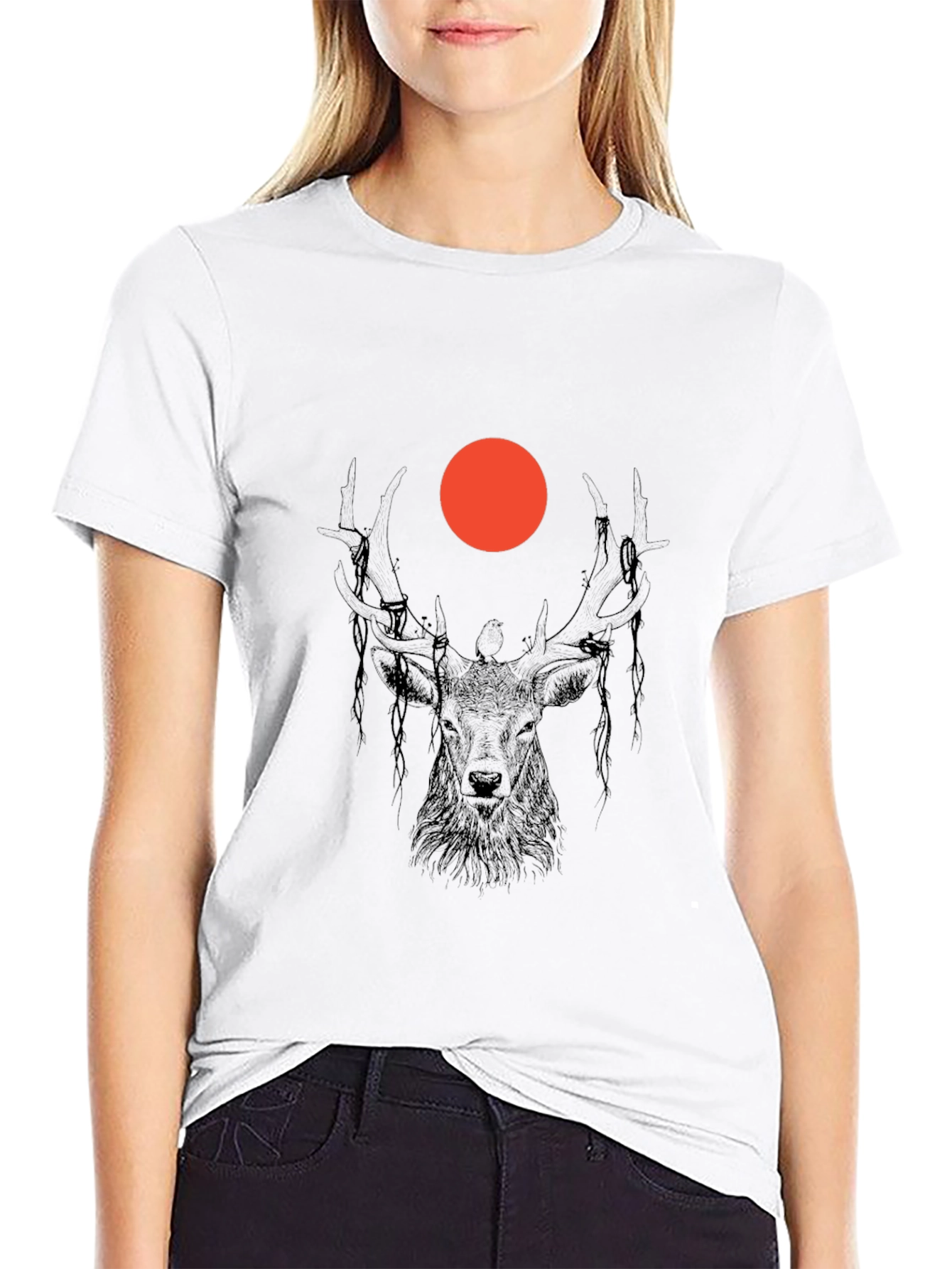 Mens Black Deer Graphic Tee