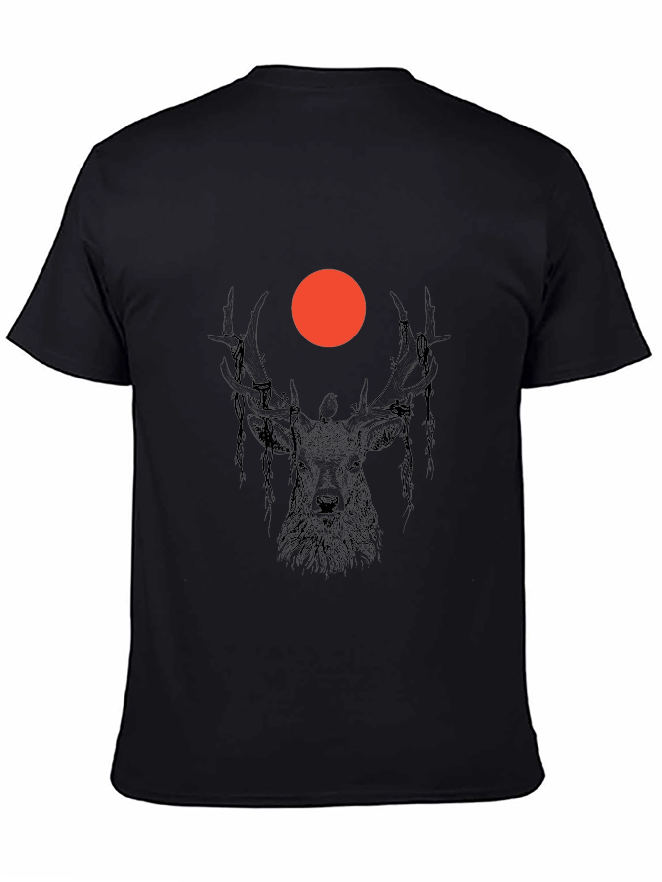 Mens Black Deer Graphic Tee