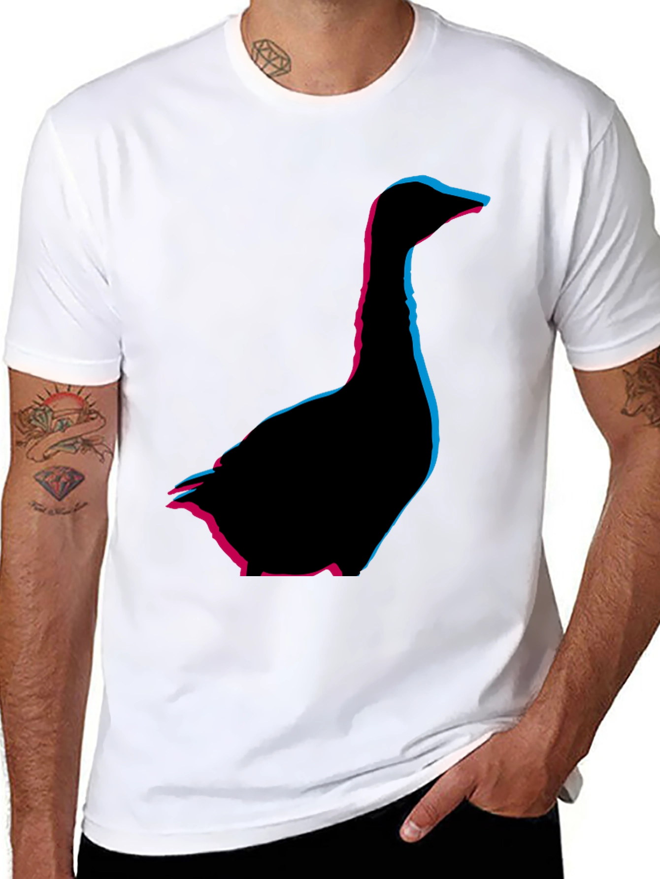 Geometric Goose Graphic Tee - Stylish Comfort