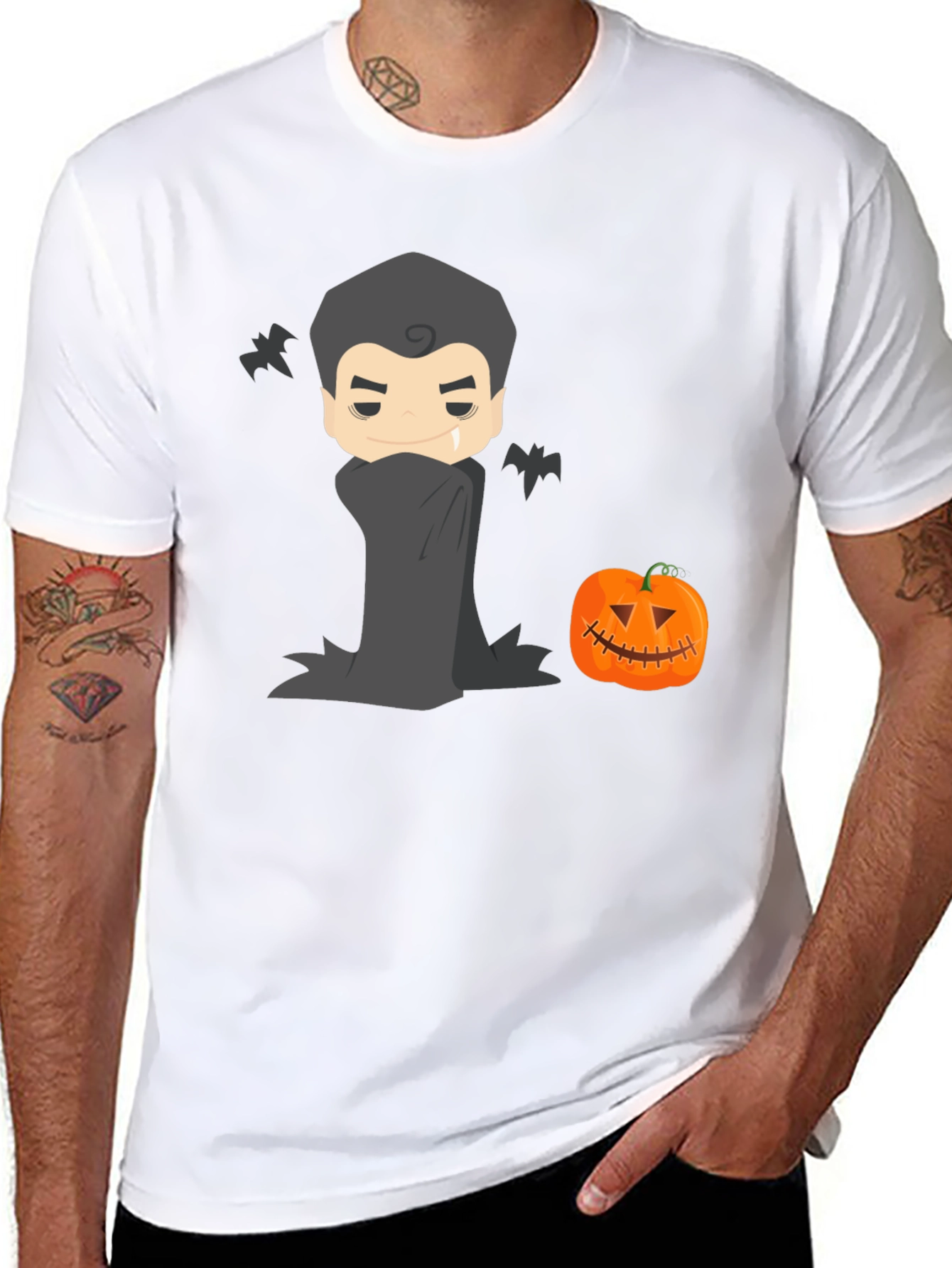 Halloween Vampire & Pumpkin Graphic Tee