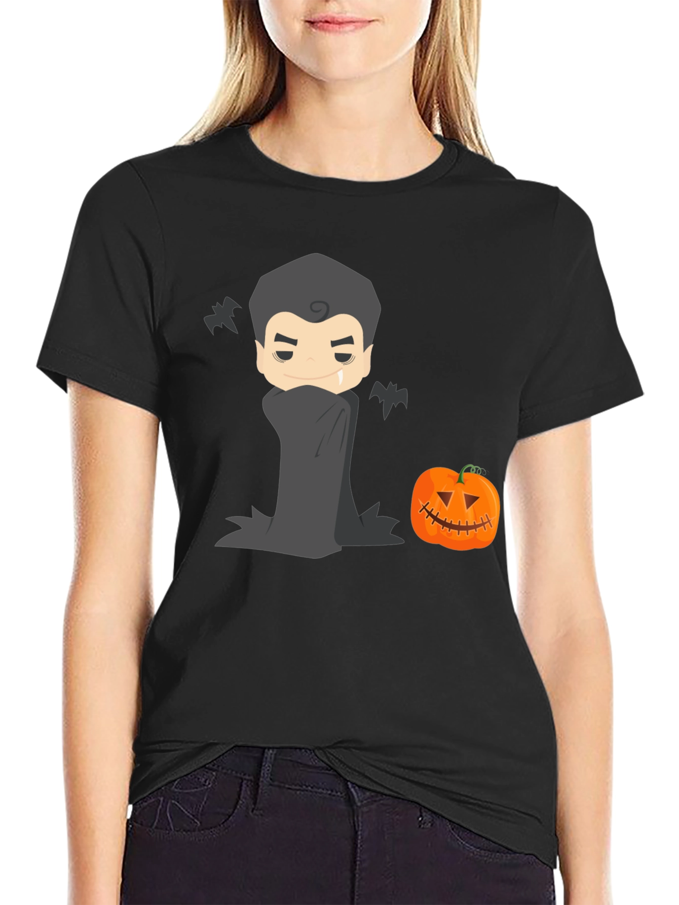 Halloween Vampire & Pumpkin Graphic Tee