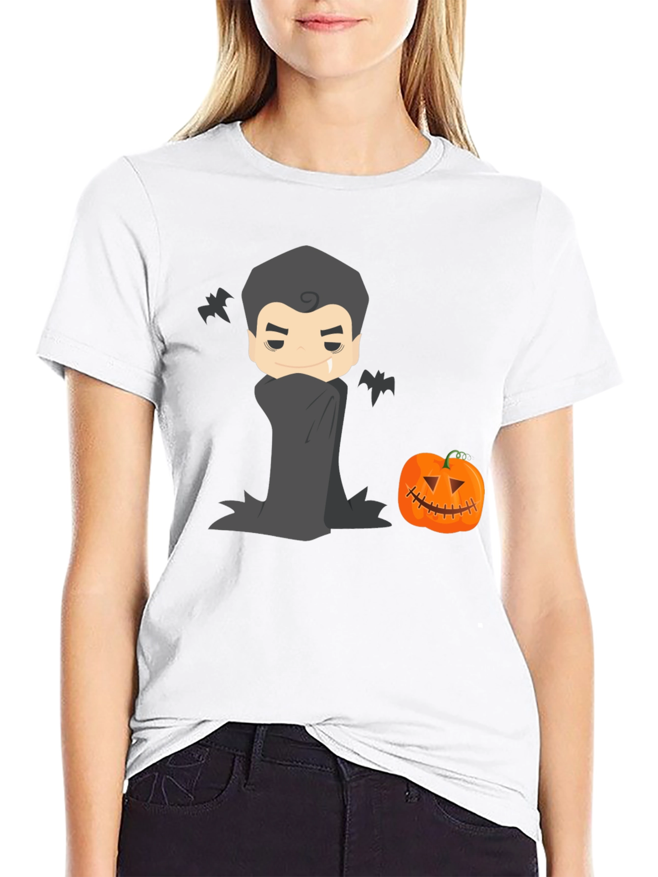 Halloween Vampire & Pumpkin Graphic Tee