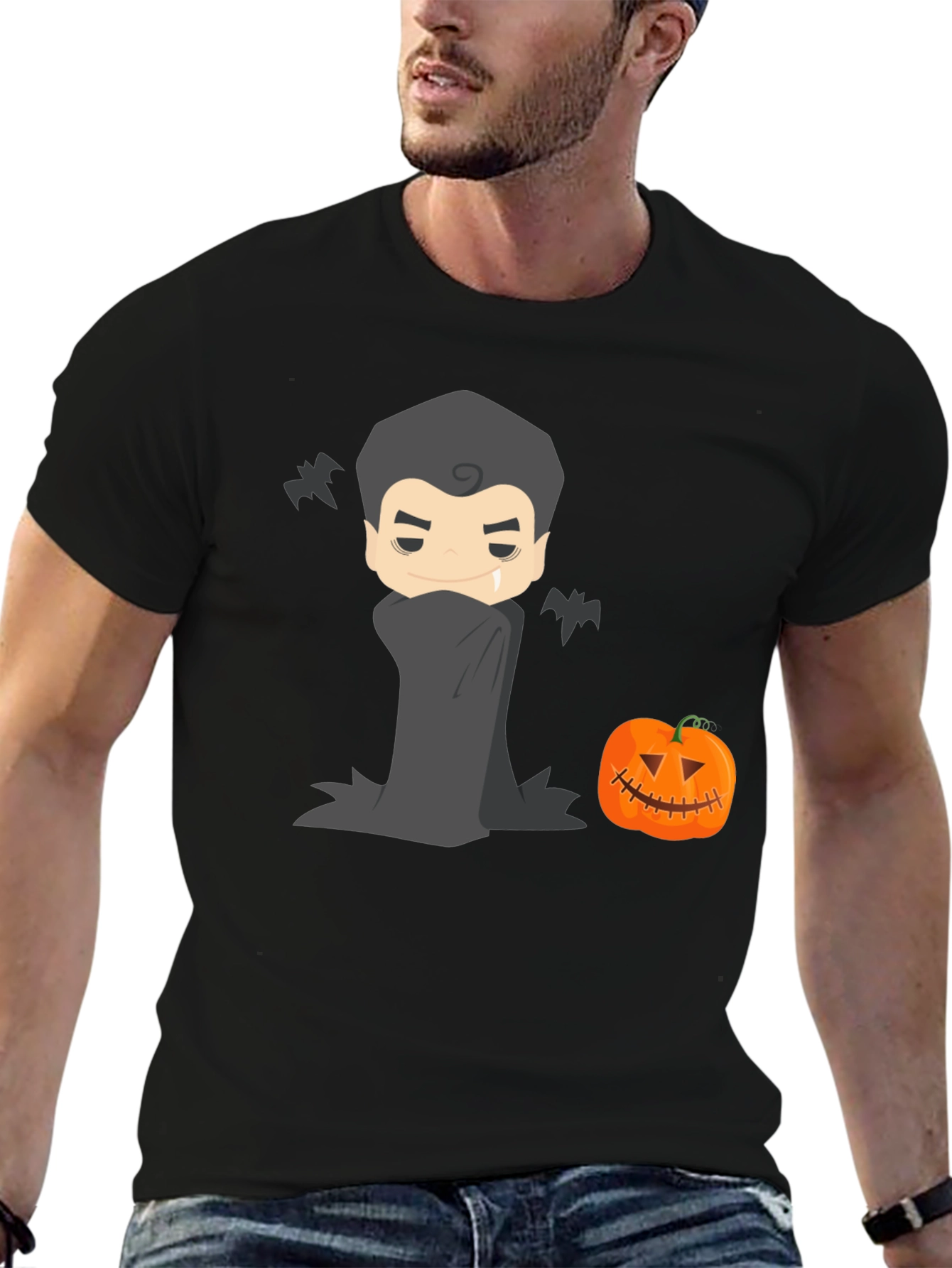 Halloween Vampire & Pumpkin Graphic Tee