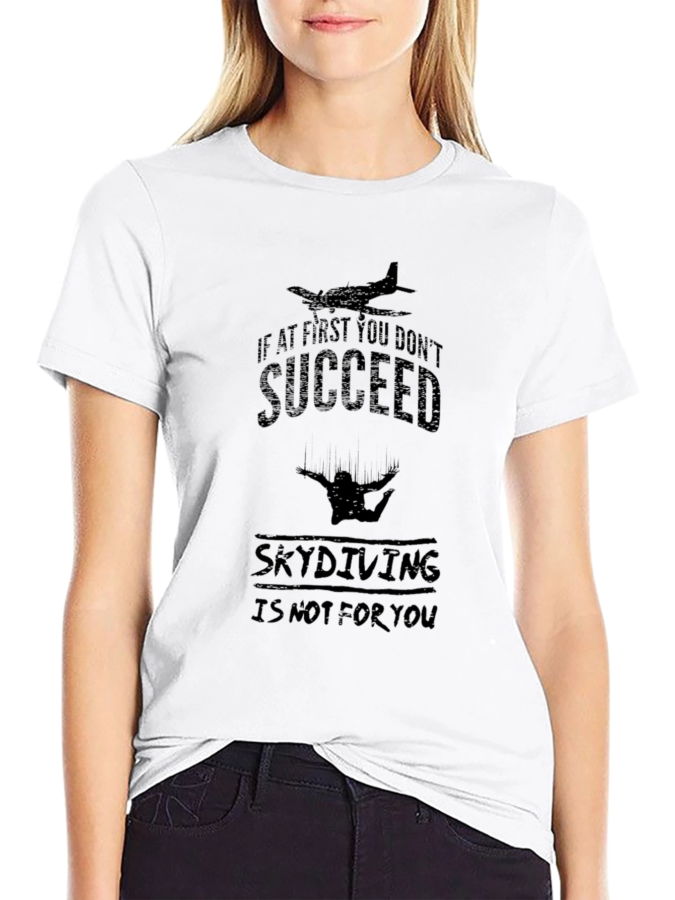Skydiving Humor Graphic Black Tee