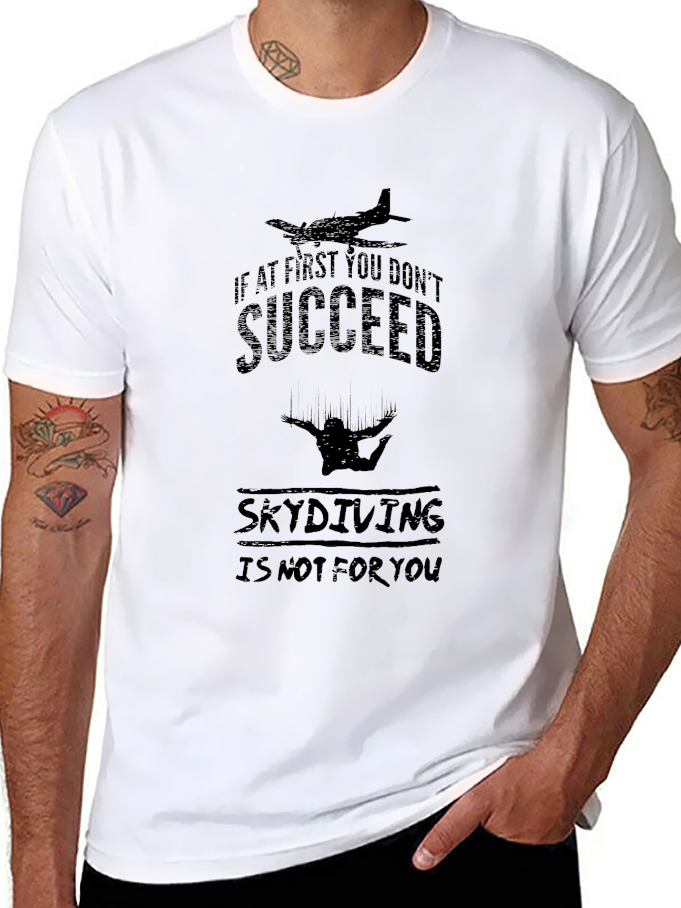 Skydiving Humor Graphic Black Tee