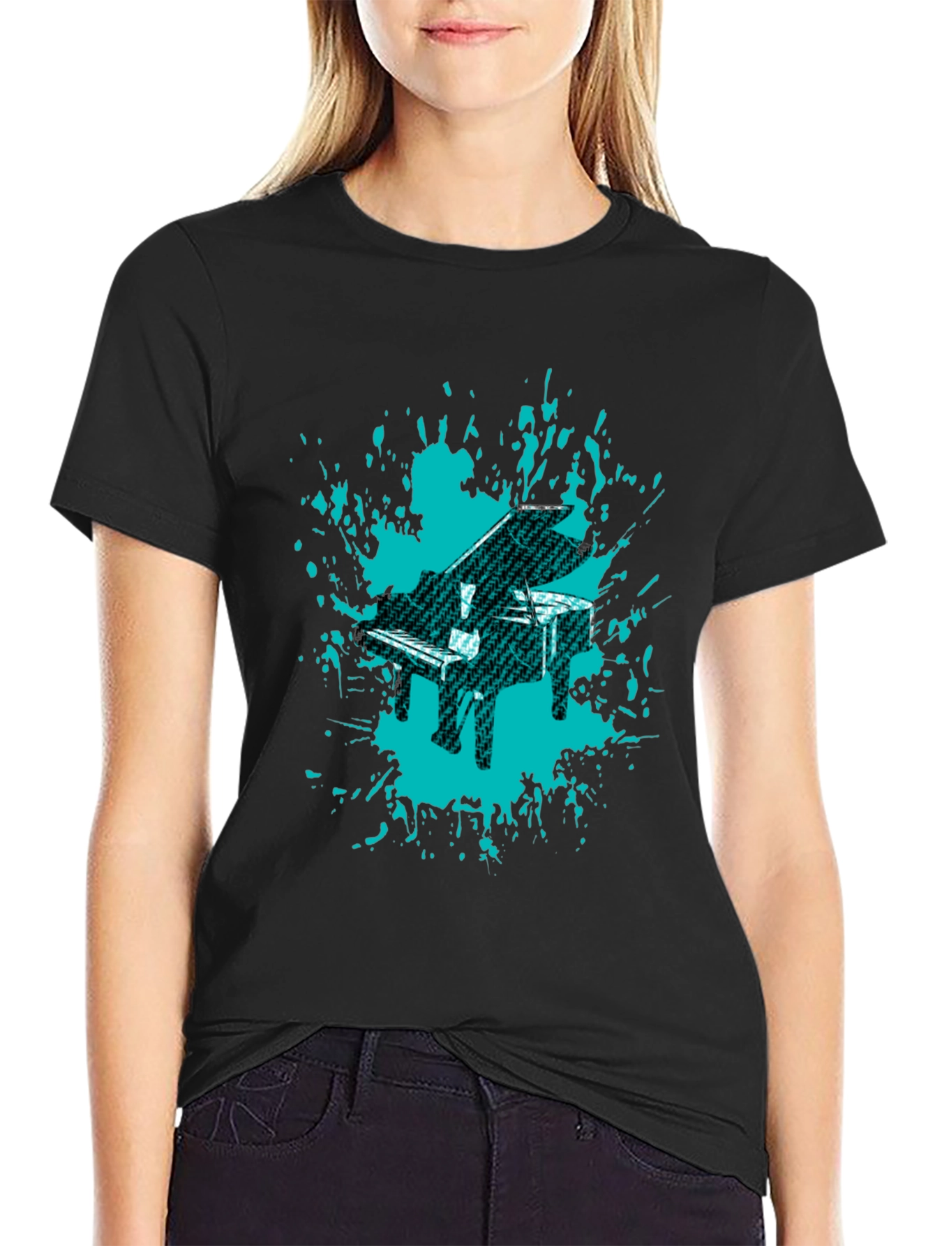 Piano Splash Graphic Tee - Cool Music Lovers Shirt
