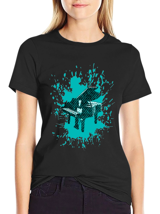 Piano Splash Graphic Tee - Cool Music Lovers Shirt