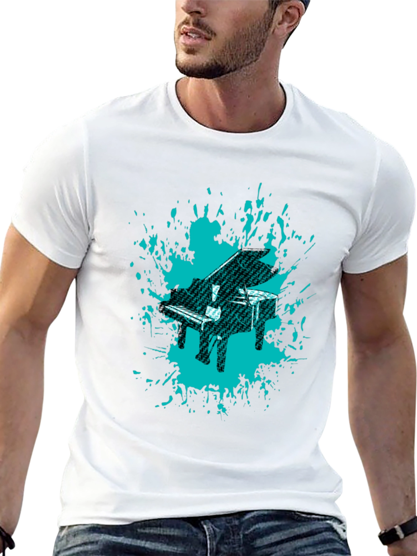 Piano Splash Graphic Tee - Cool Music Lovers Shirt