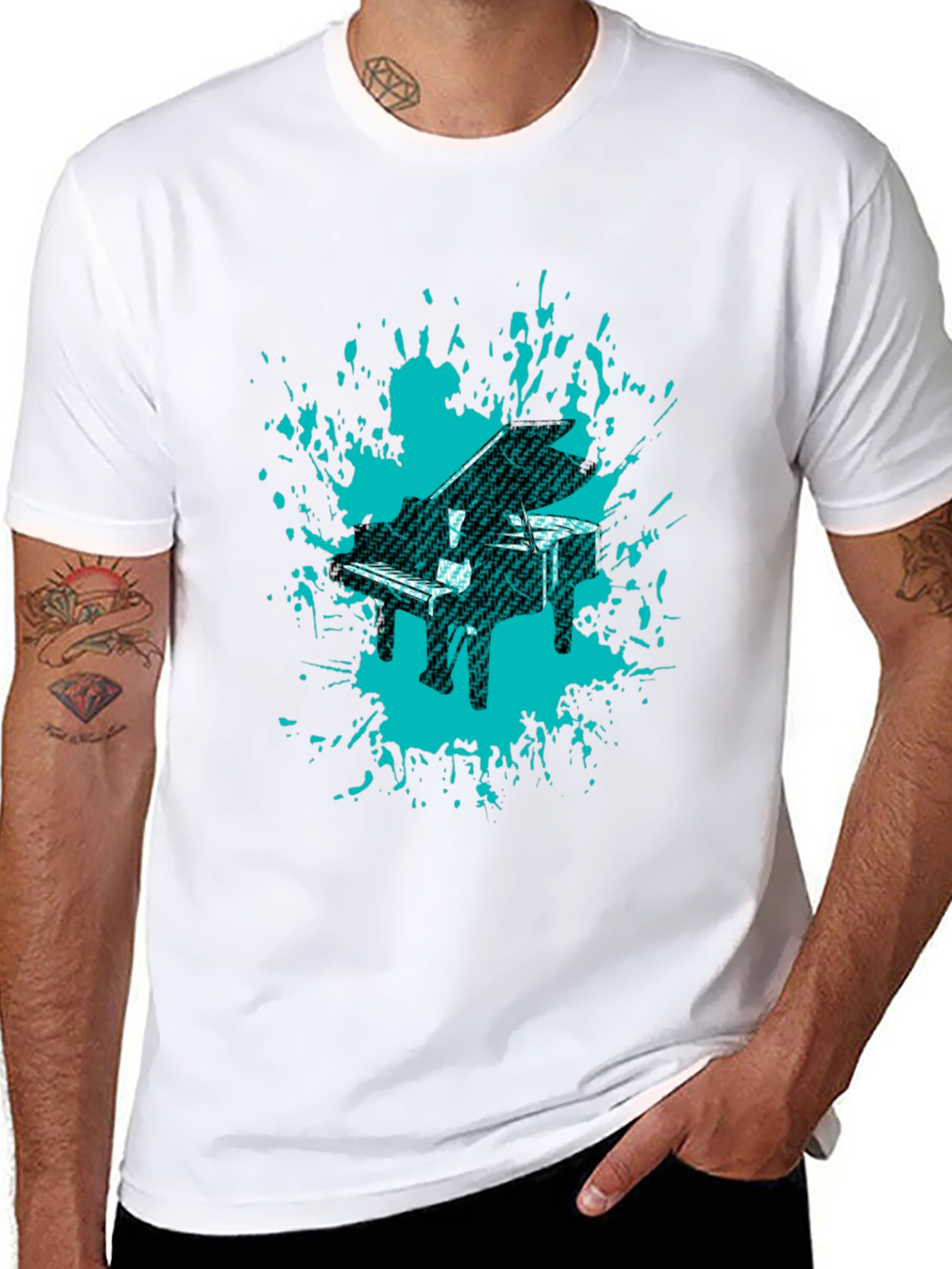 Piano Splash Graphic Tee - Cool Music Lovers Shirt