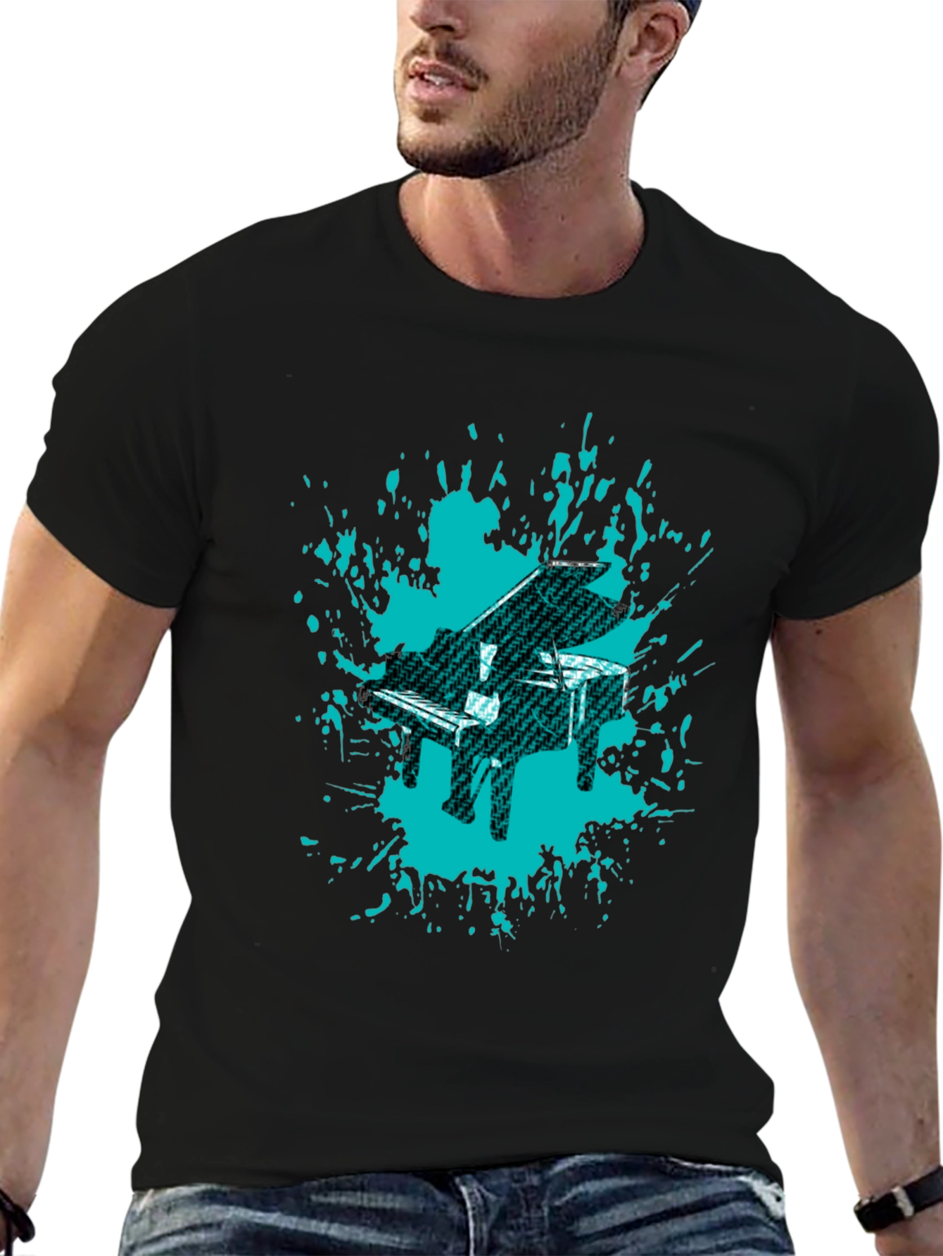 Piano Splash Graphic Tee - Cool Music Lovers Shirt