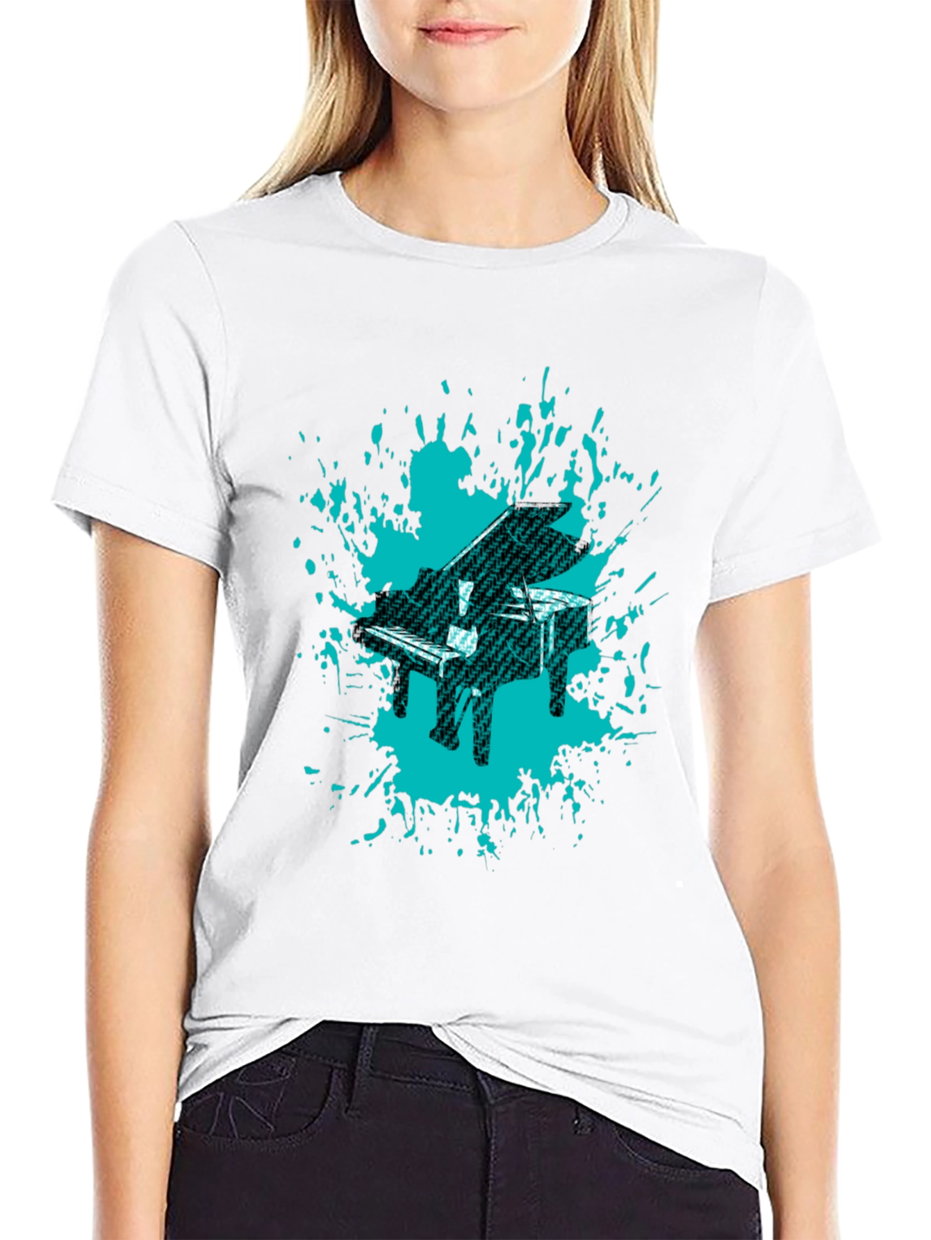Piano Splash Graphic Tee - Cool Music Lovers Shirt