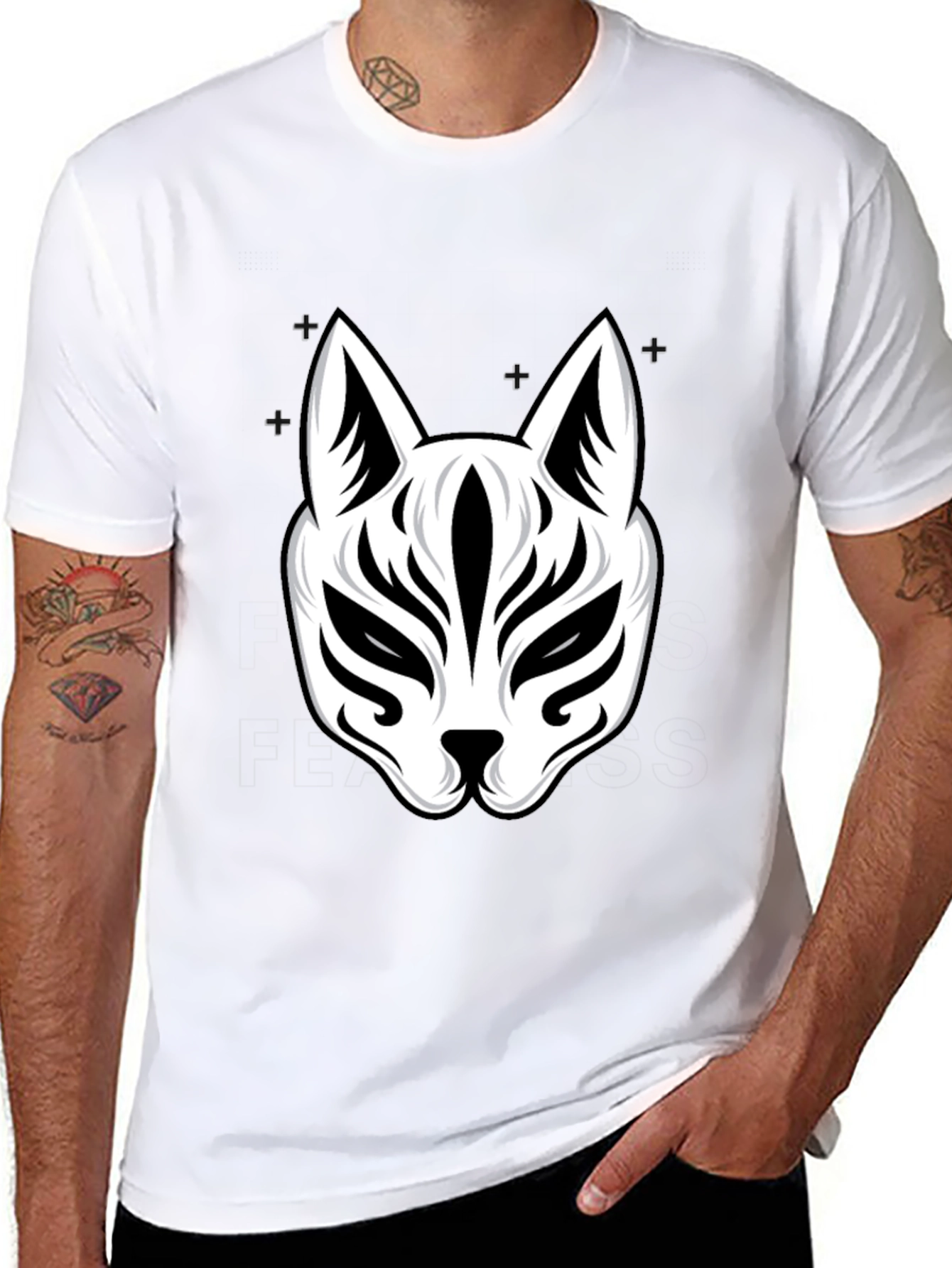 Fox Mask Graphic Tee - Stylish Black T-Shirt