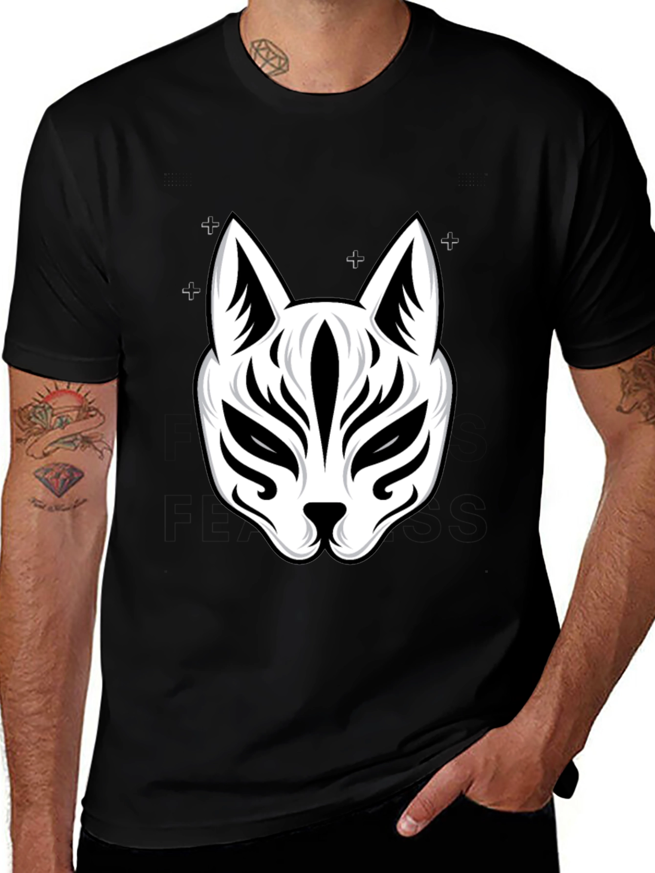 Fox Mask Graphic Tee - Stylish Black T-Shirt