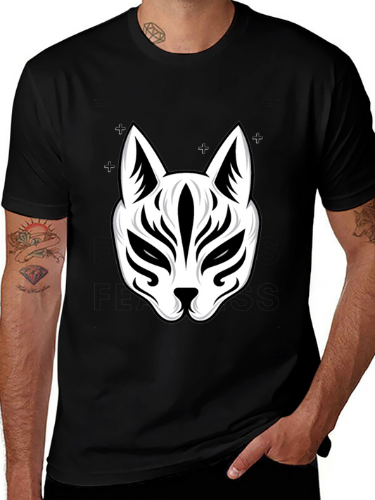 Fox Mask Graphic Tee - Stylish Black T-Shirt