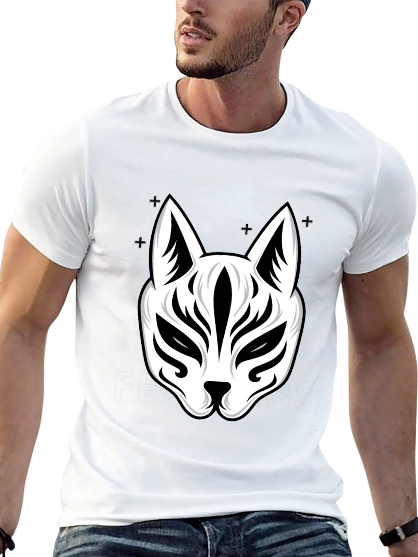 Fox Mask Graphic Tee - Stylish Black T-Shirt