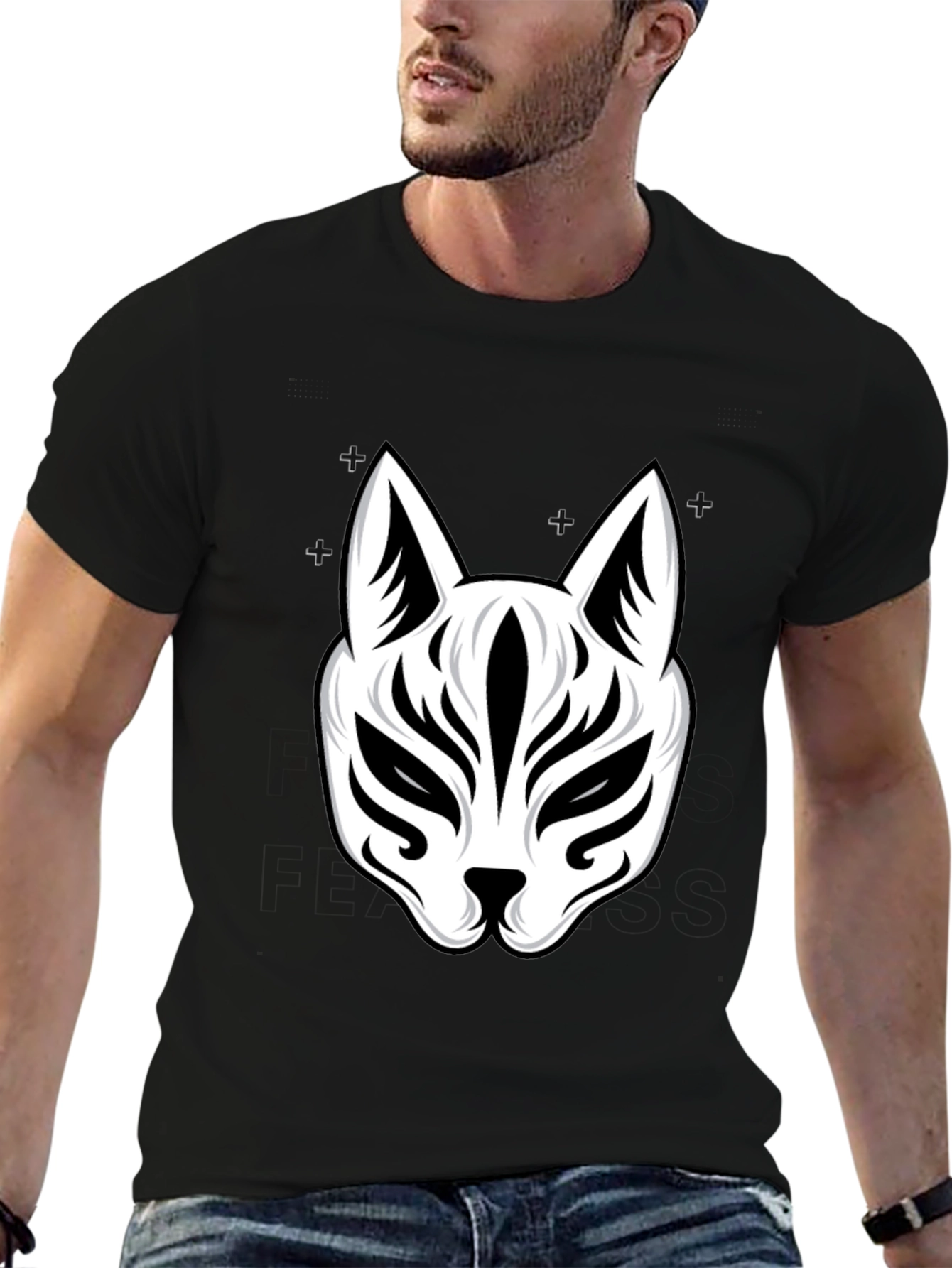 Fox Mask Graphic Tee - Stylish Black T-Shirt
