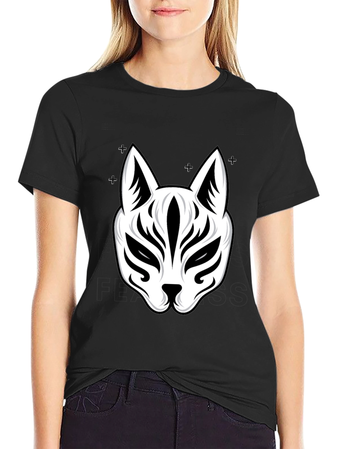 Fox Mask Graphic Tee - Stylish Black T-Shirt