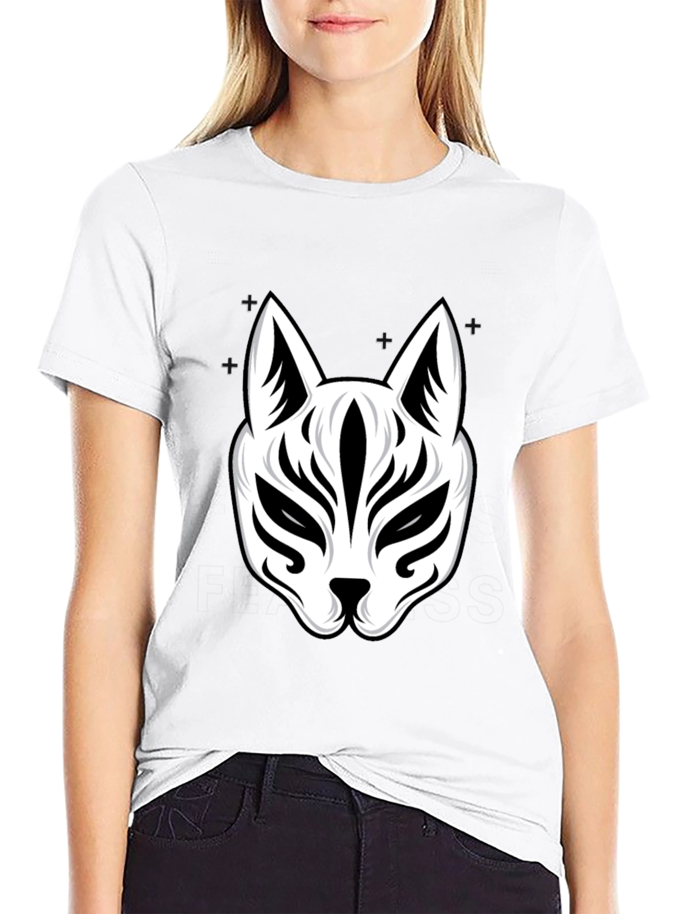 Fox Mask Graphic Tee - Stylish Black T-Shirt