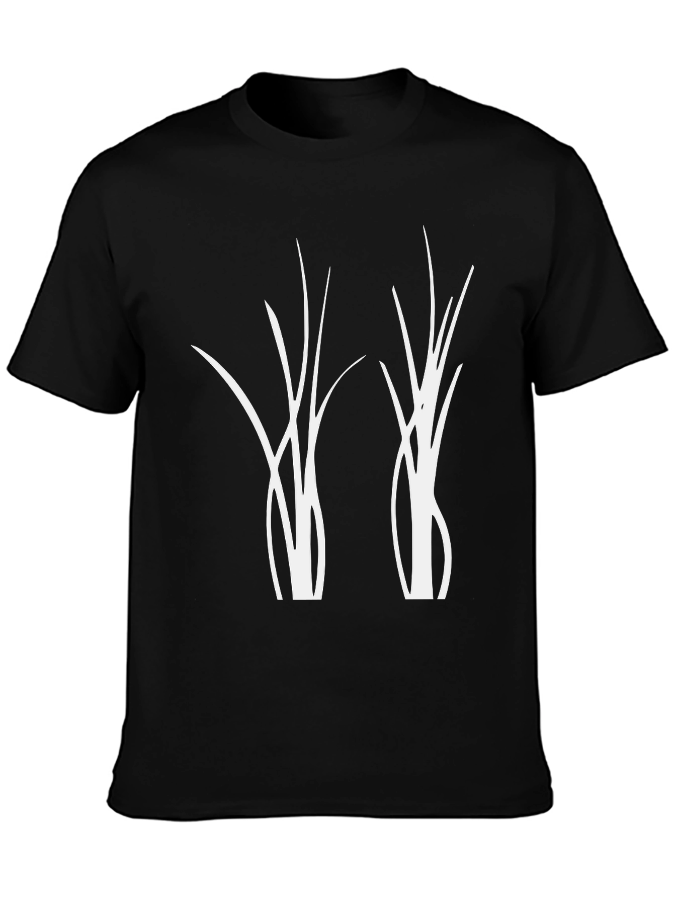 Modern Graphic Tee - Abstract Plant Design - Black