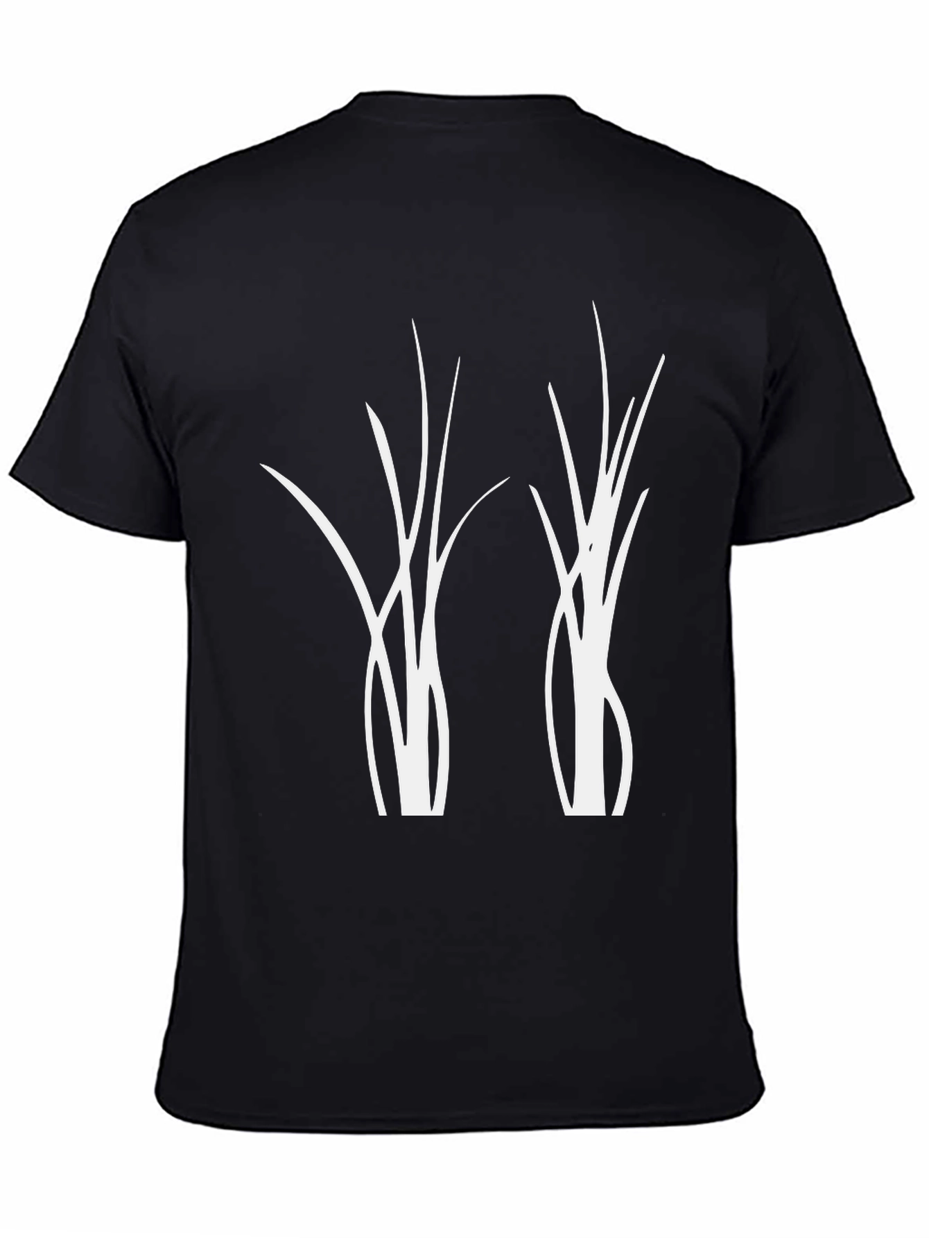 Modern Graphic Tee - Abstract Plant Design - Black