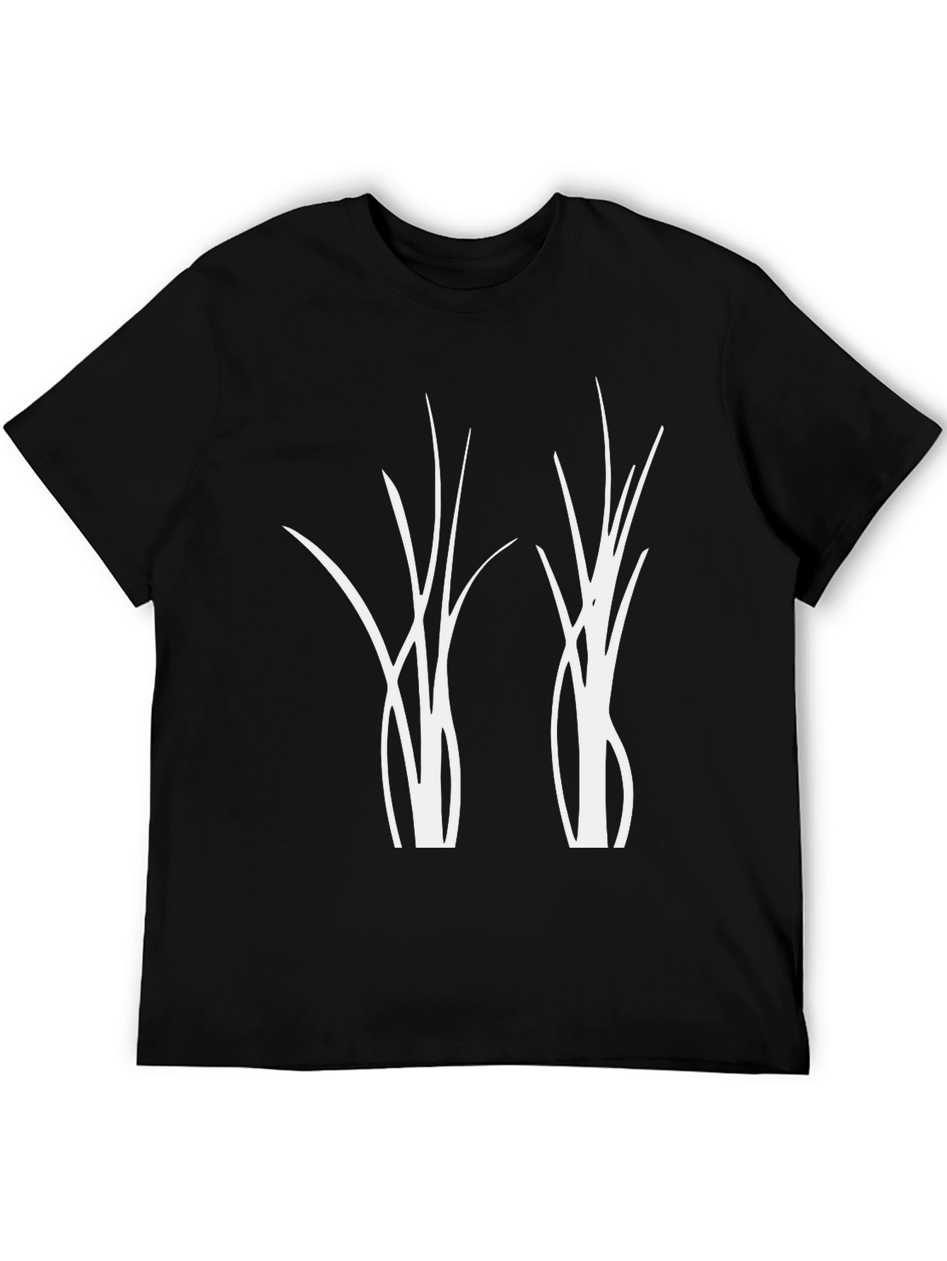 Modern Graphic Tee - Abstract Plant Design - Black