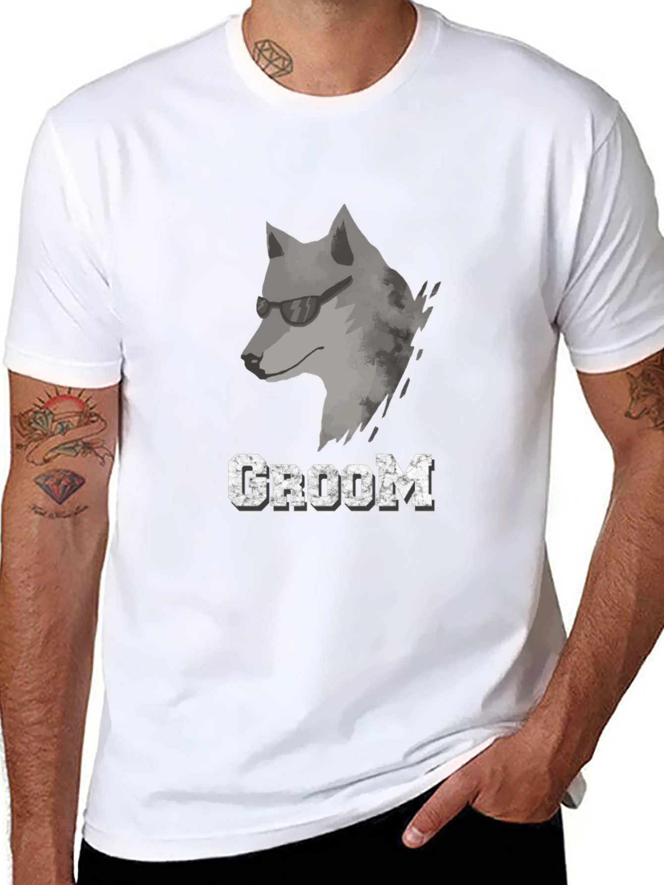 Cool Wolf Groom T-Shirt