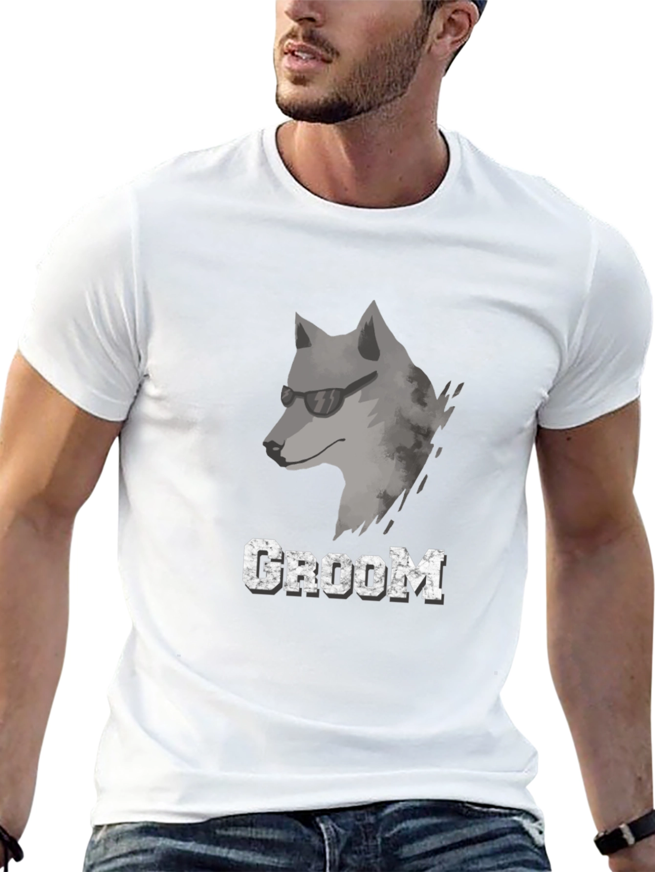 Cool Wolf Groom T-Shirt