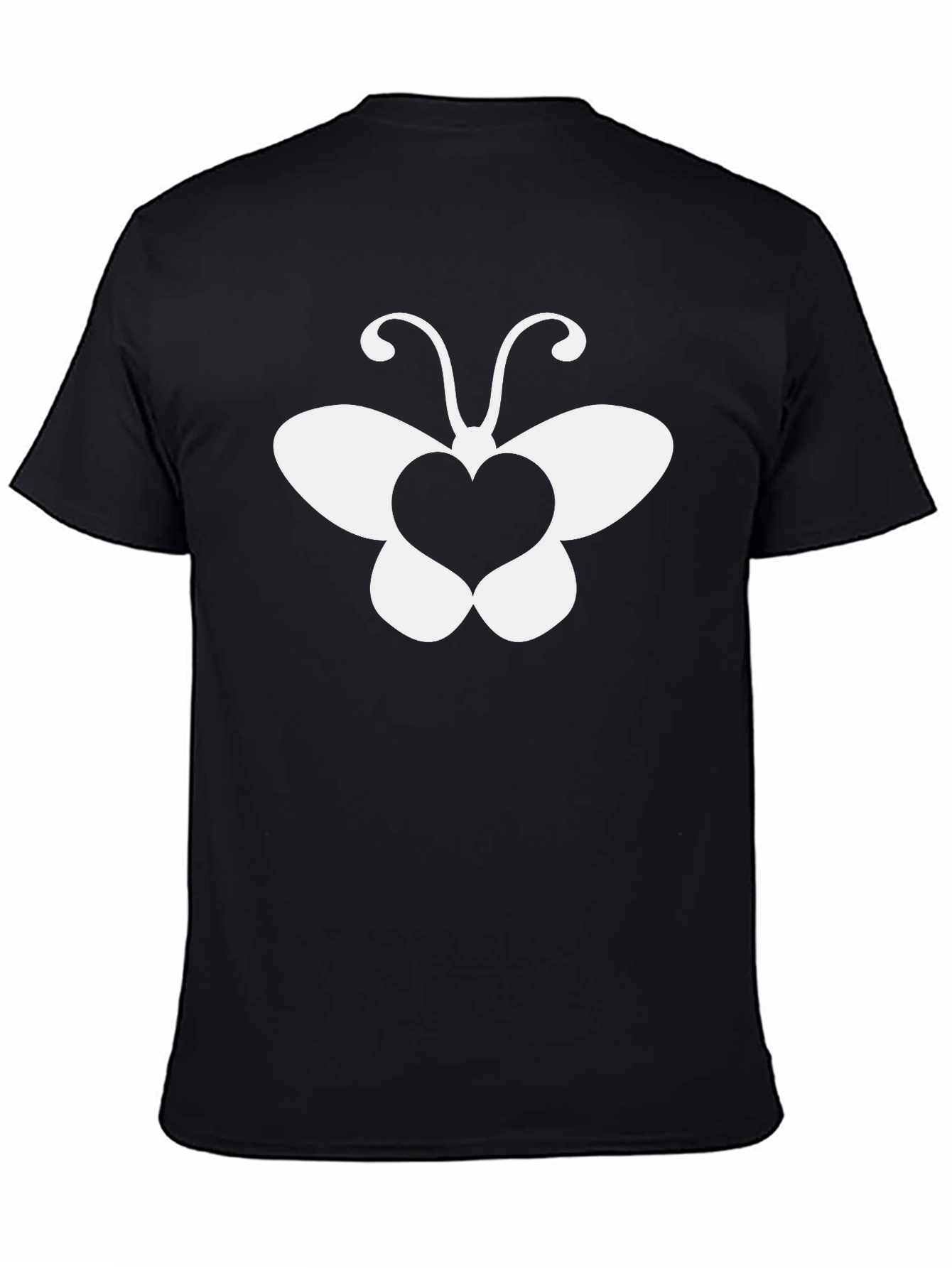 Heart Butterfly Graphic Tee - Stylish Black T-Shirt