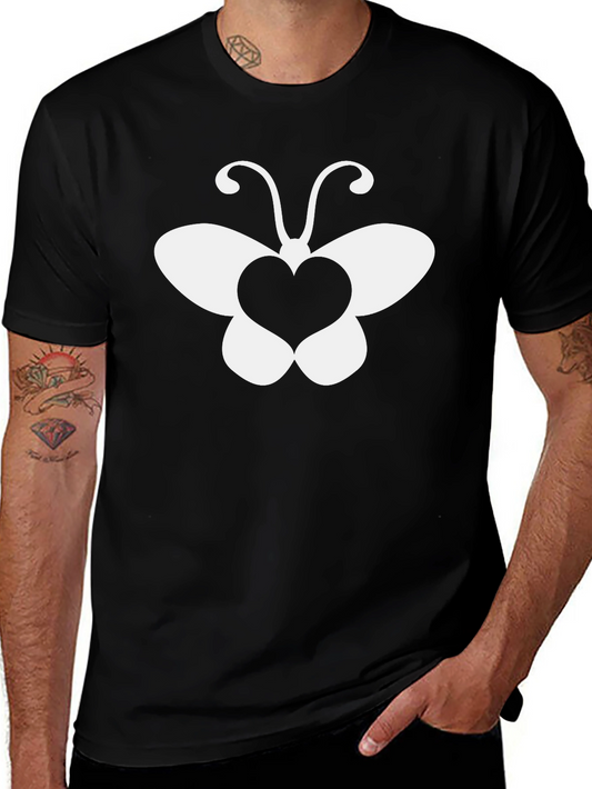 Heart Butterfly Graphic Tee - Stylish Black T-Shirt