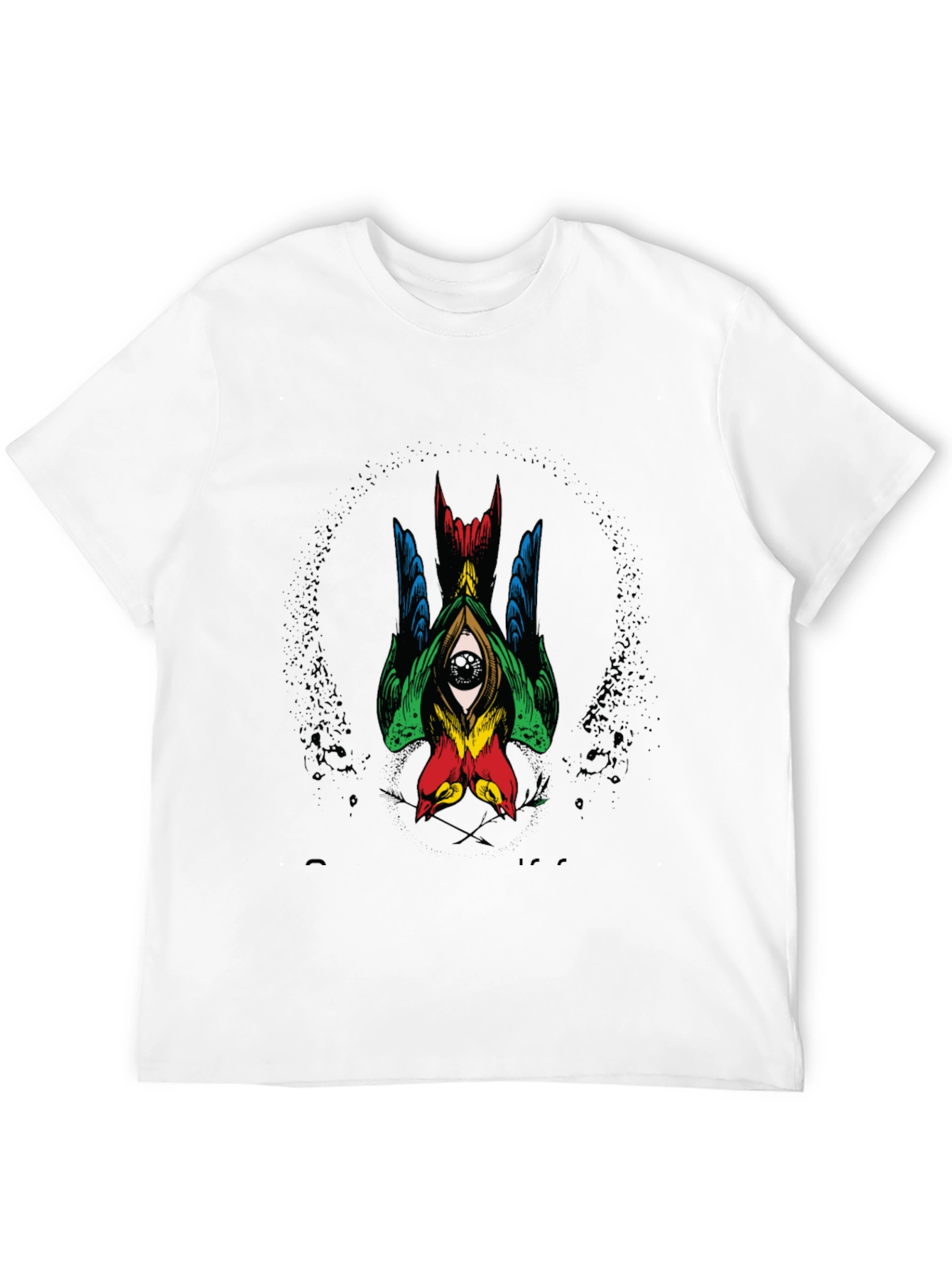 Mens Graphic Tee - Birds Eye Design Black Shirt