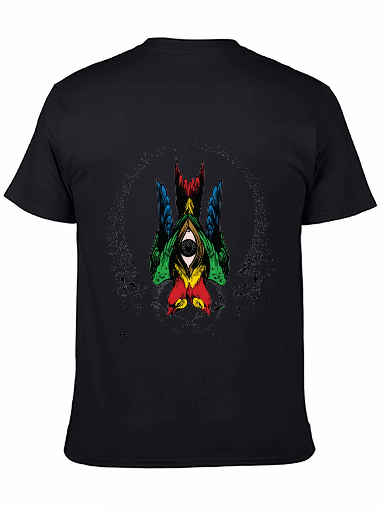 Mens Graphic Tee - Birds Eye Design Black Shirt