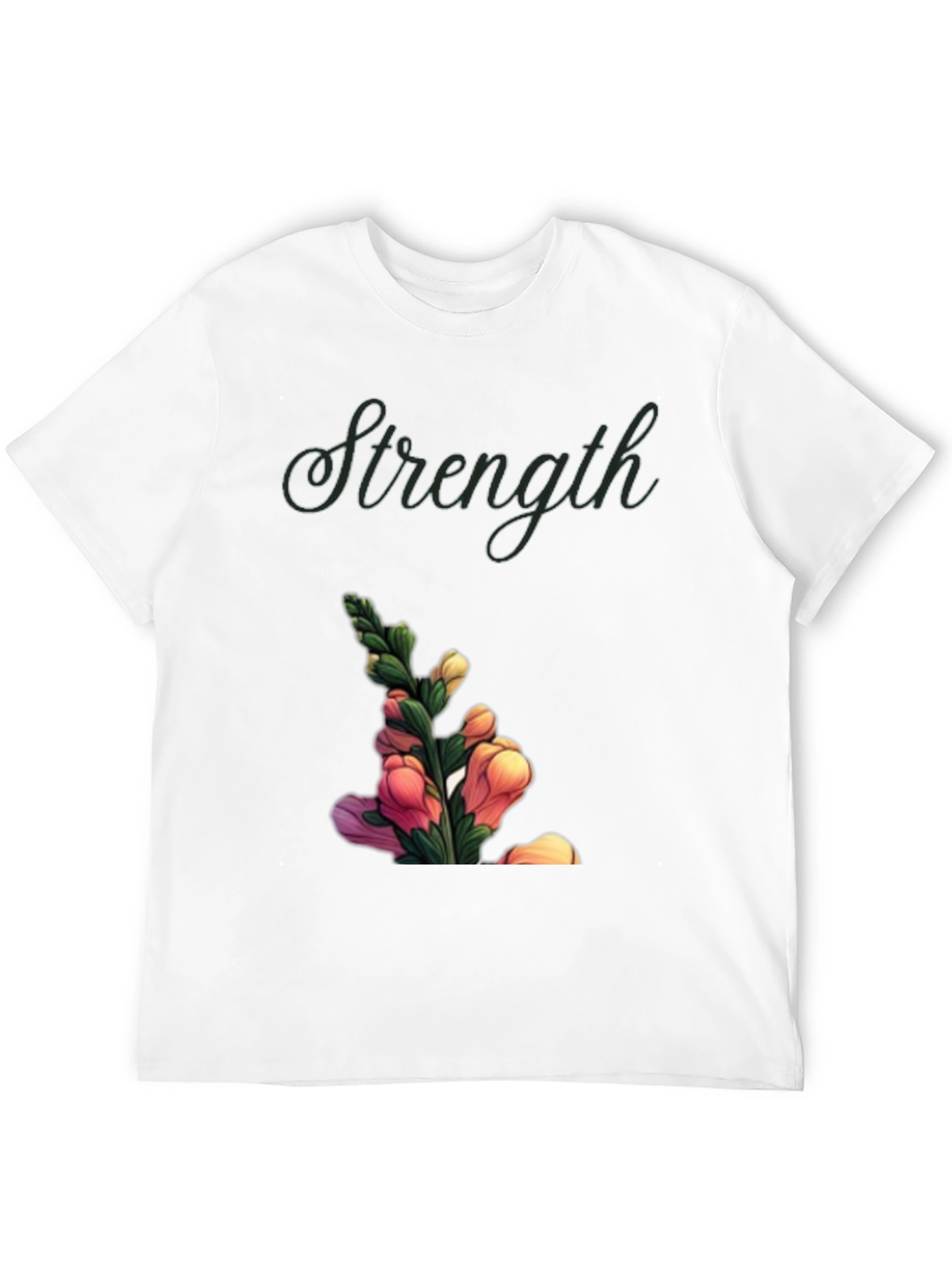 Strength Flower Graphic T-Shirt - Black
