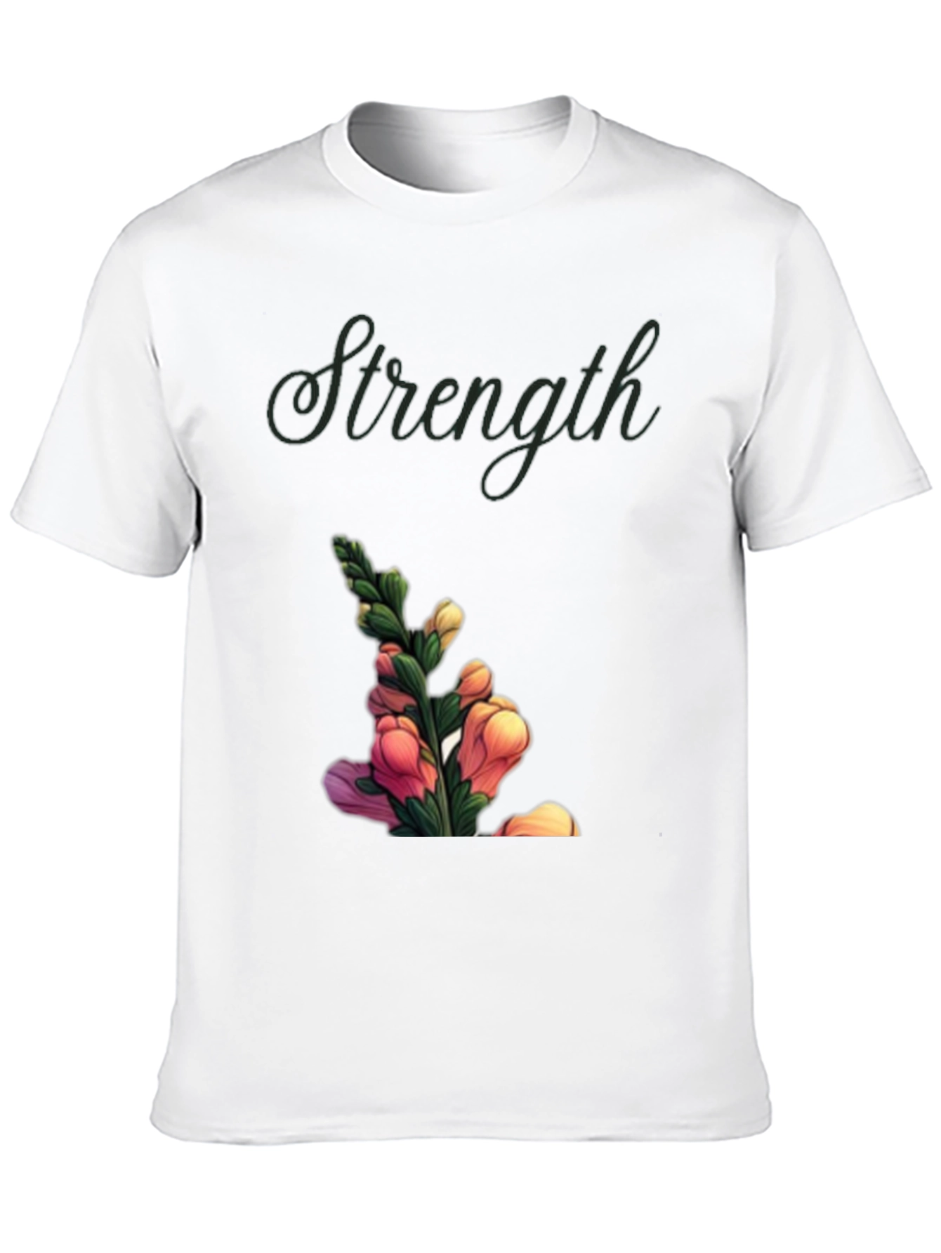 Strength Flower Graphic T-Shirt - Black