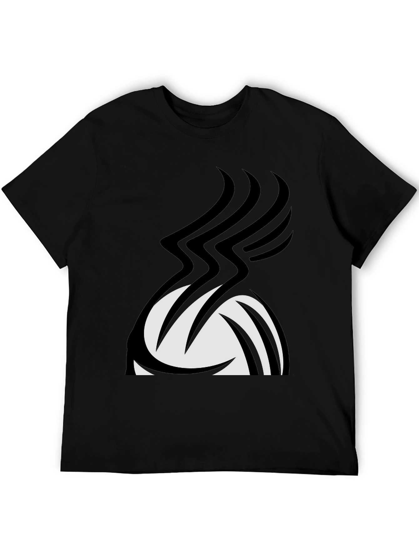 Stylish Black Graphic Tee - Abstract Volleyball Design