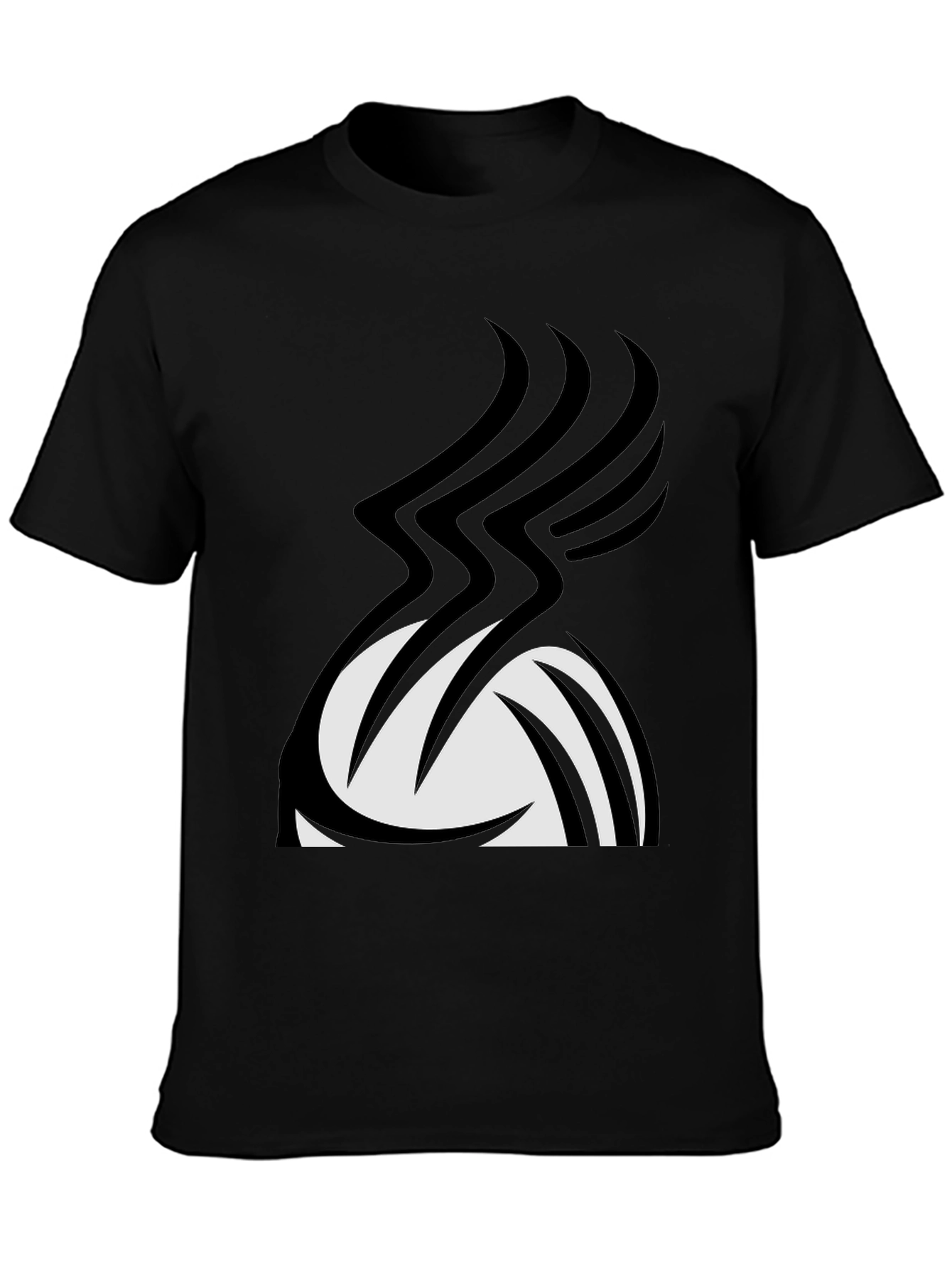 Stylish Black Graphic Tee - Abstract Volleyball Design