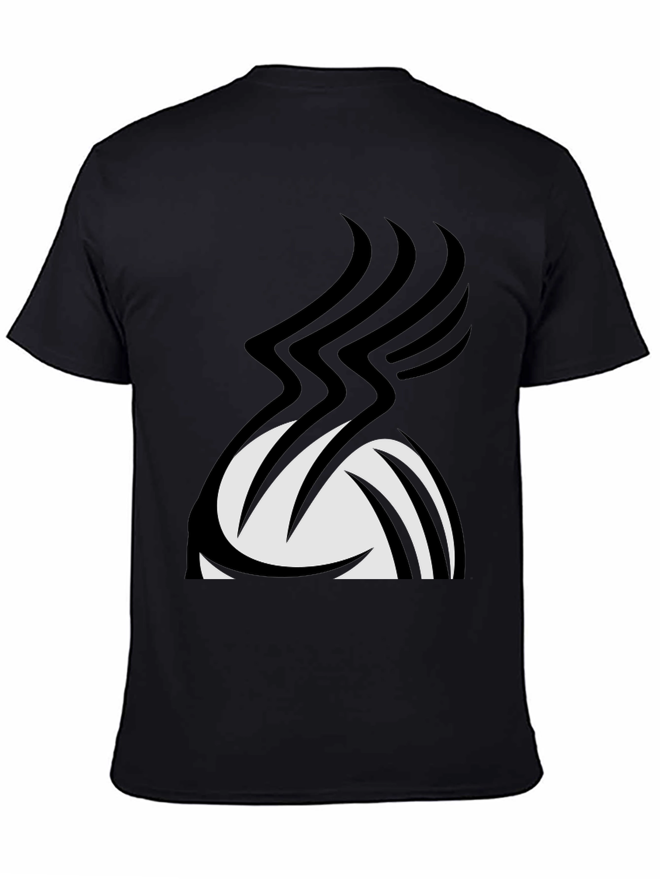 Stylish Black Graphic Tee - Abstract Volleyball Design