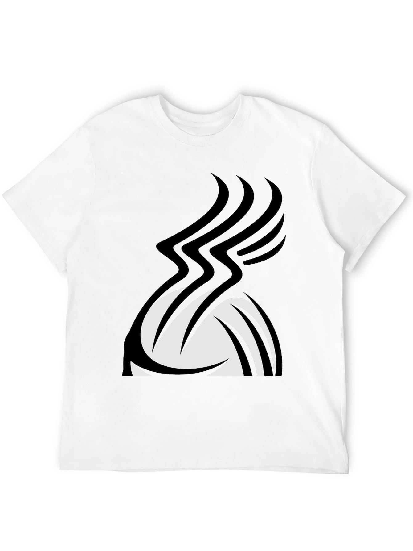 Stylish Black Graphic Tee - Abstract Volleyball Design