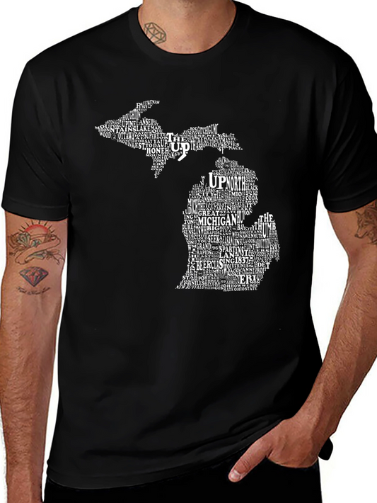 Michigan State Pride T-Shirt - State Shape Word Art