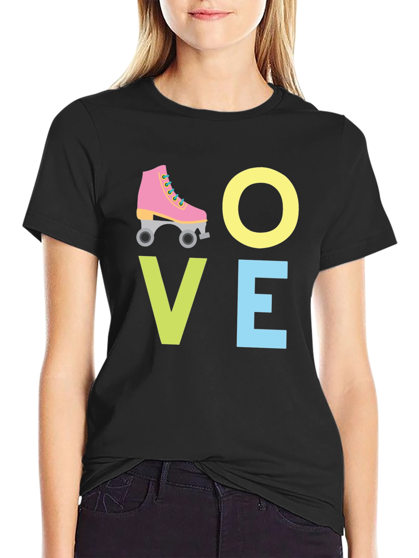 Love Roller Skating Graphic Tee - Black