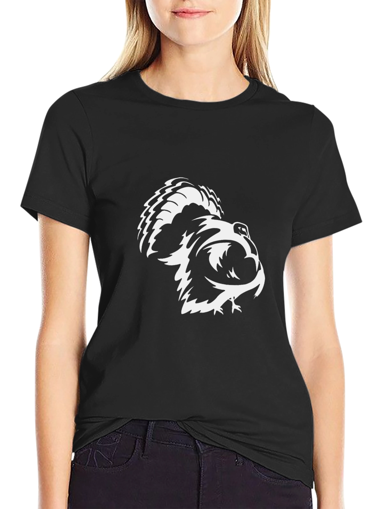 Mens Black T-Shirt with Bold Skunk Graphic Print