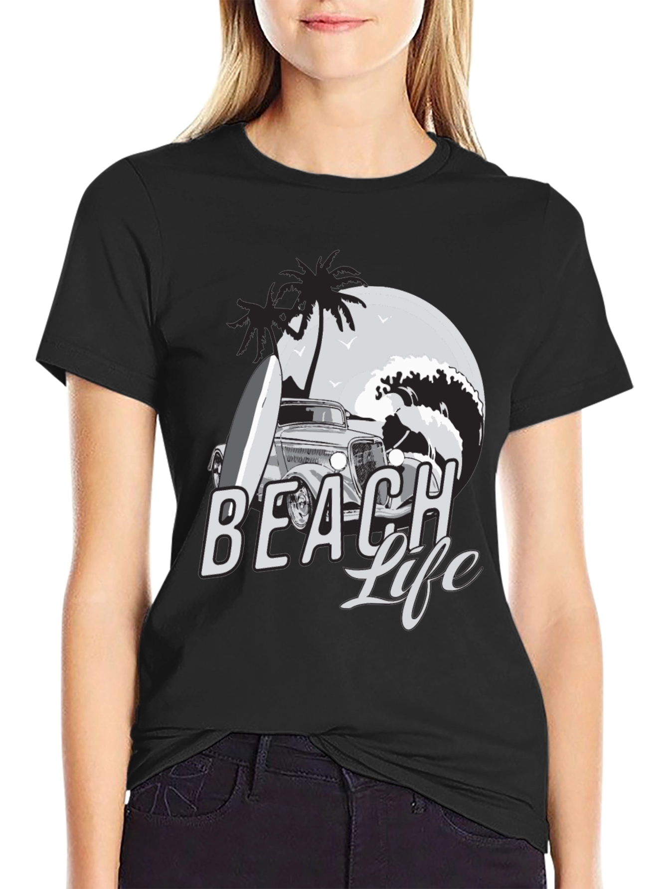 Beach Life Graphic Tee | Car Surfboard Waves