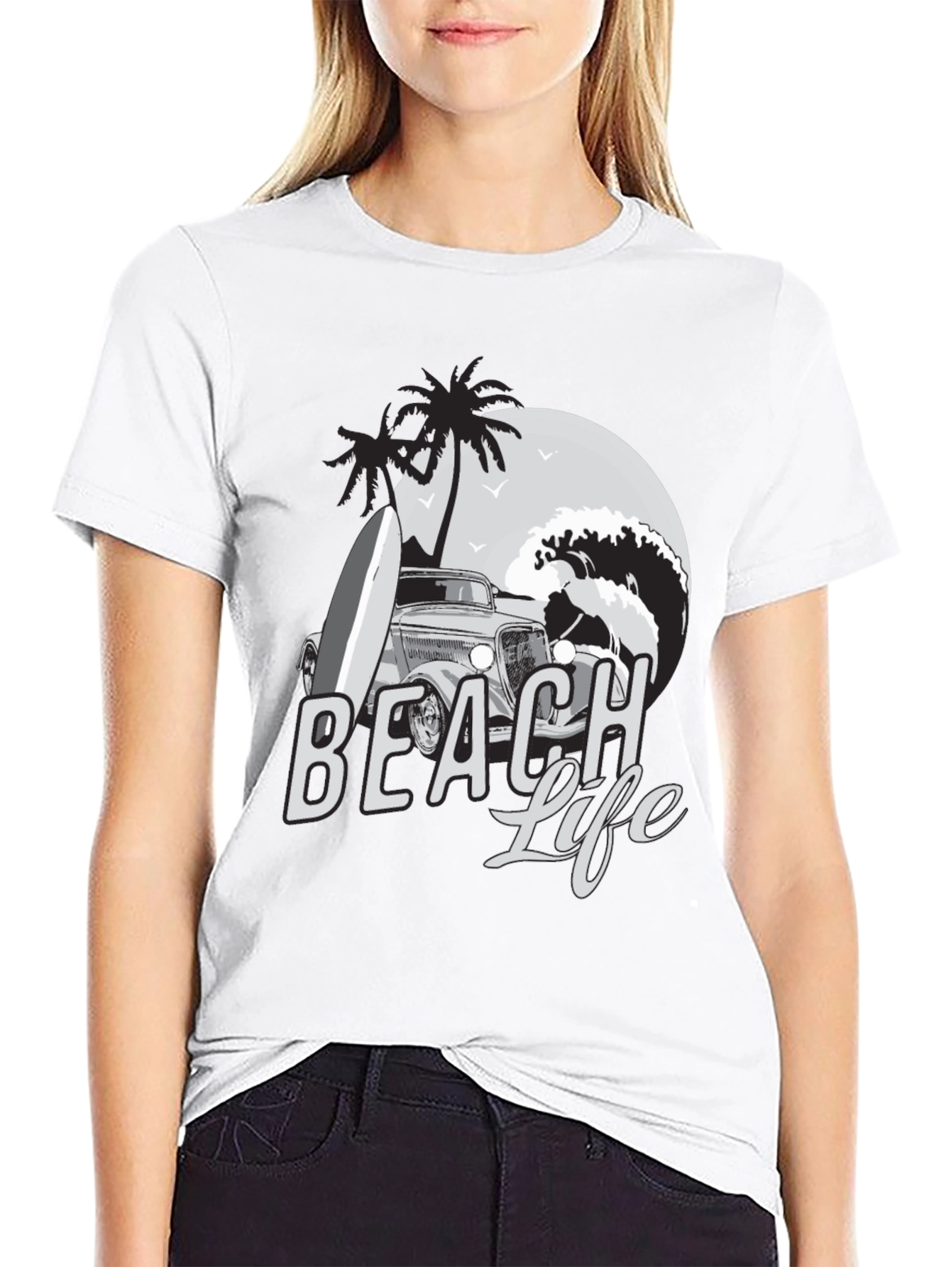 Beach Life Graphic Tee | Car Surfboard Waves