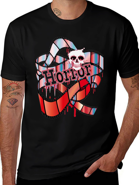 Horror Movie T-Shirt - Skull & Film Design