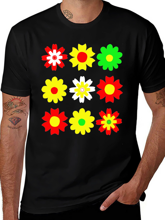 Floral Grid T-Shirt - Bold & Stylish Mens Tee