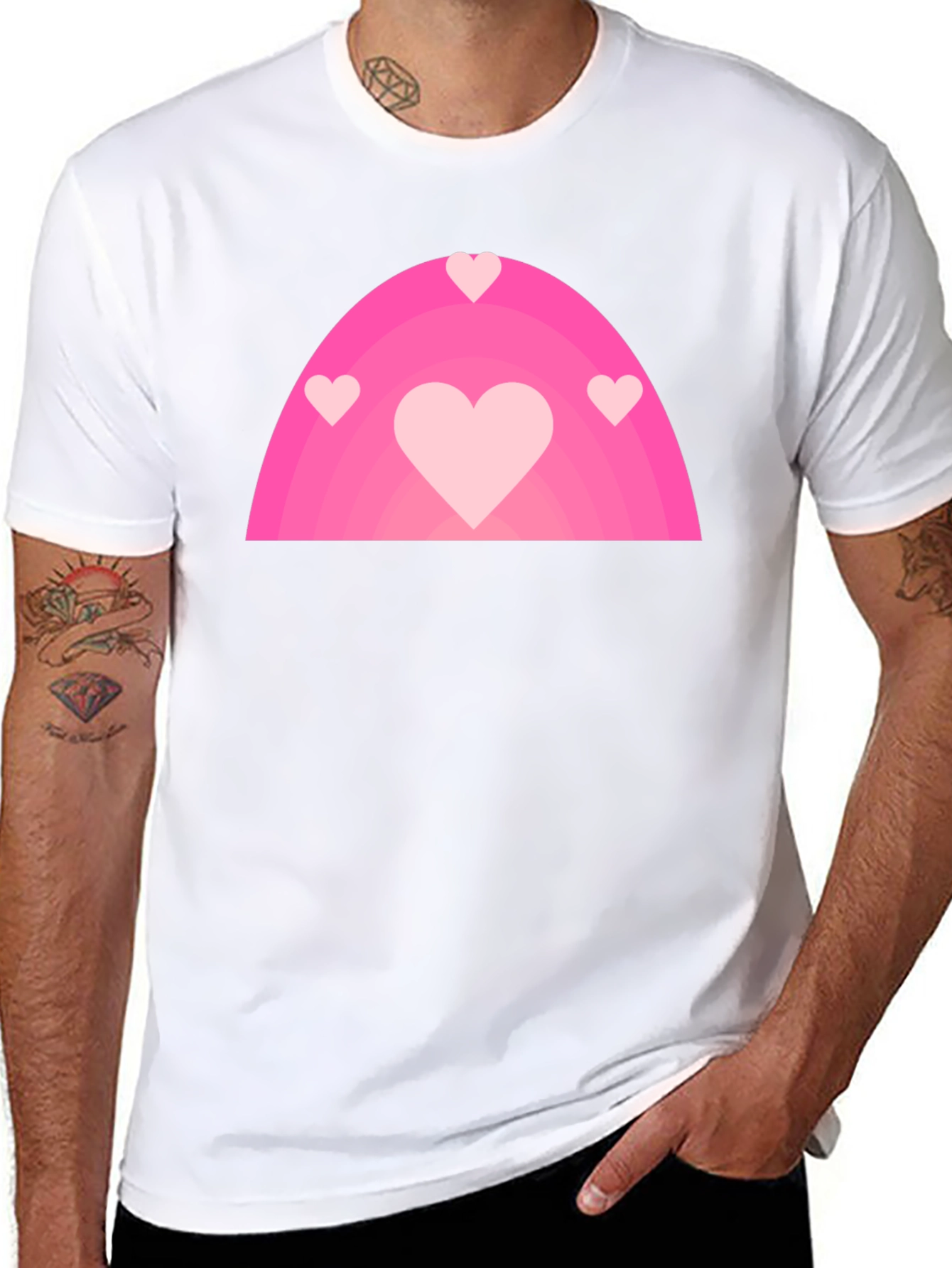 Pink Heart Rainbow Graphic Tee