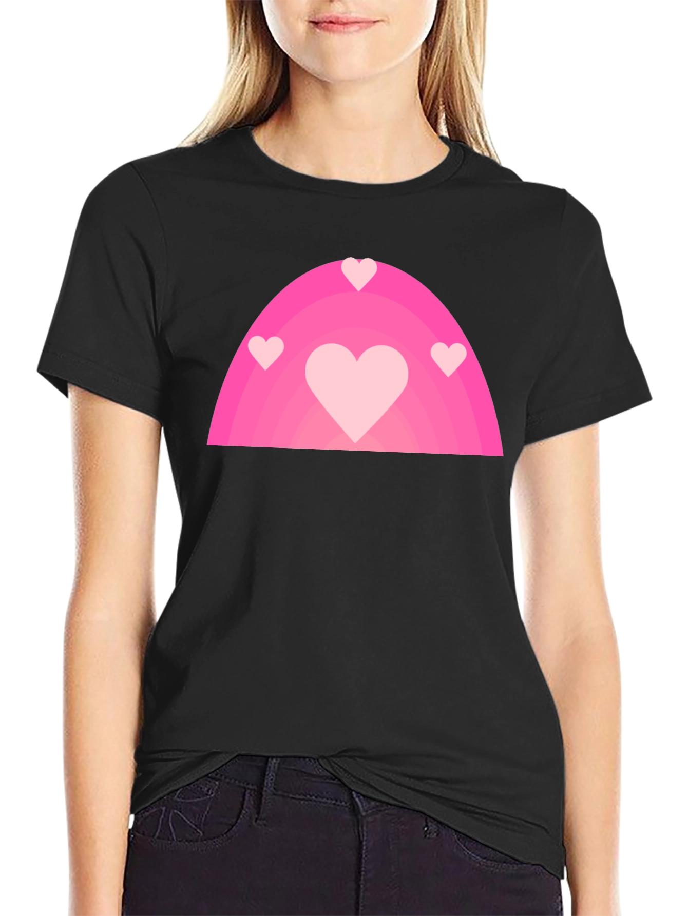 Pink Heart Rainbow Graphic Tee