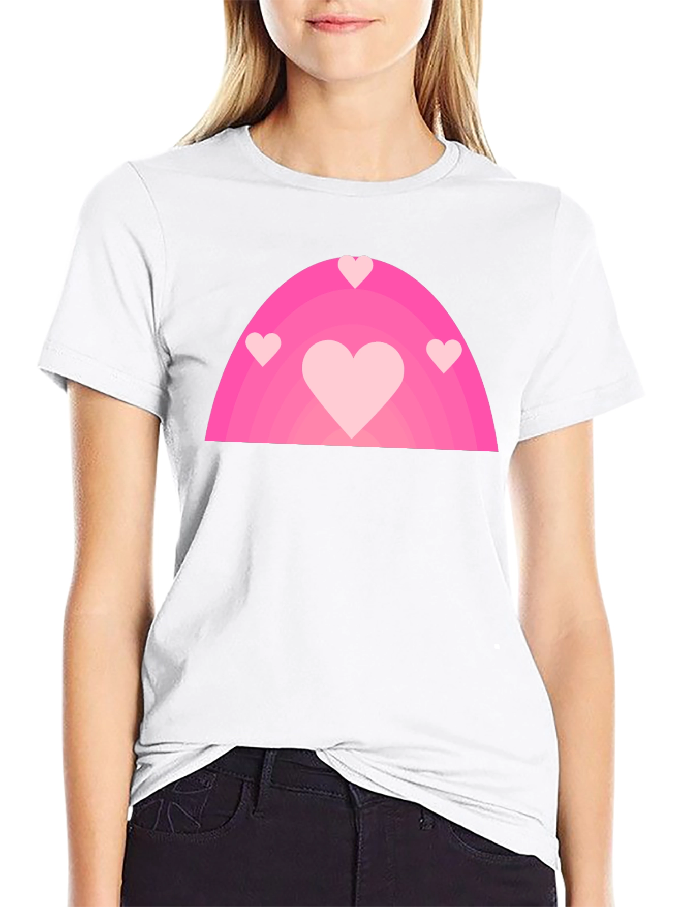 Pink Heart Rainbow Graphic Tee