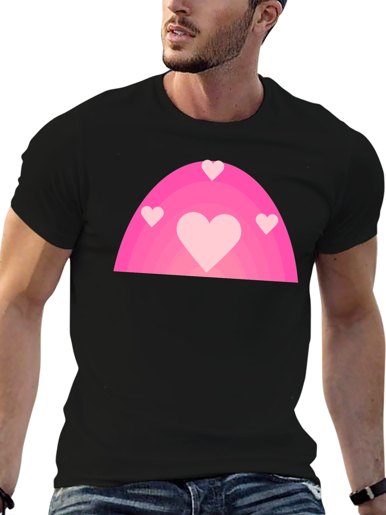 Pink Heart Rainbow Graphic Tee