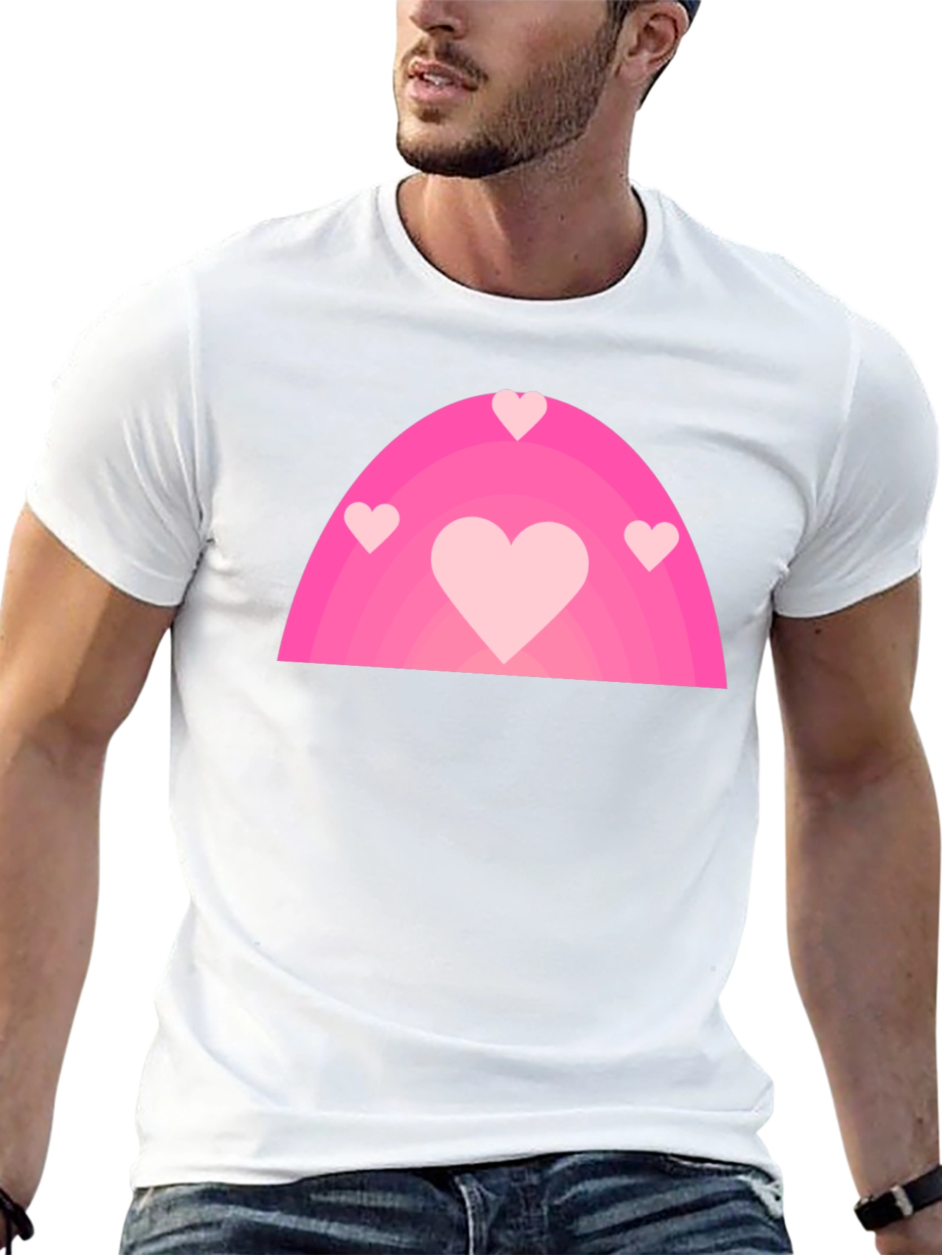 Pink Heart Rainbow Graphic Tee